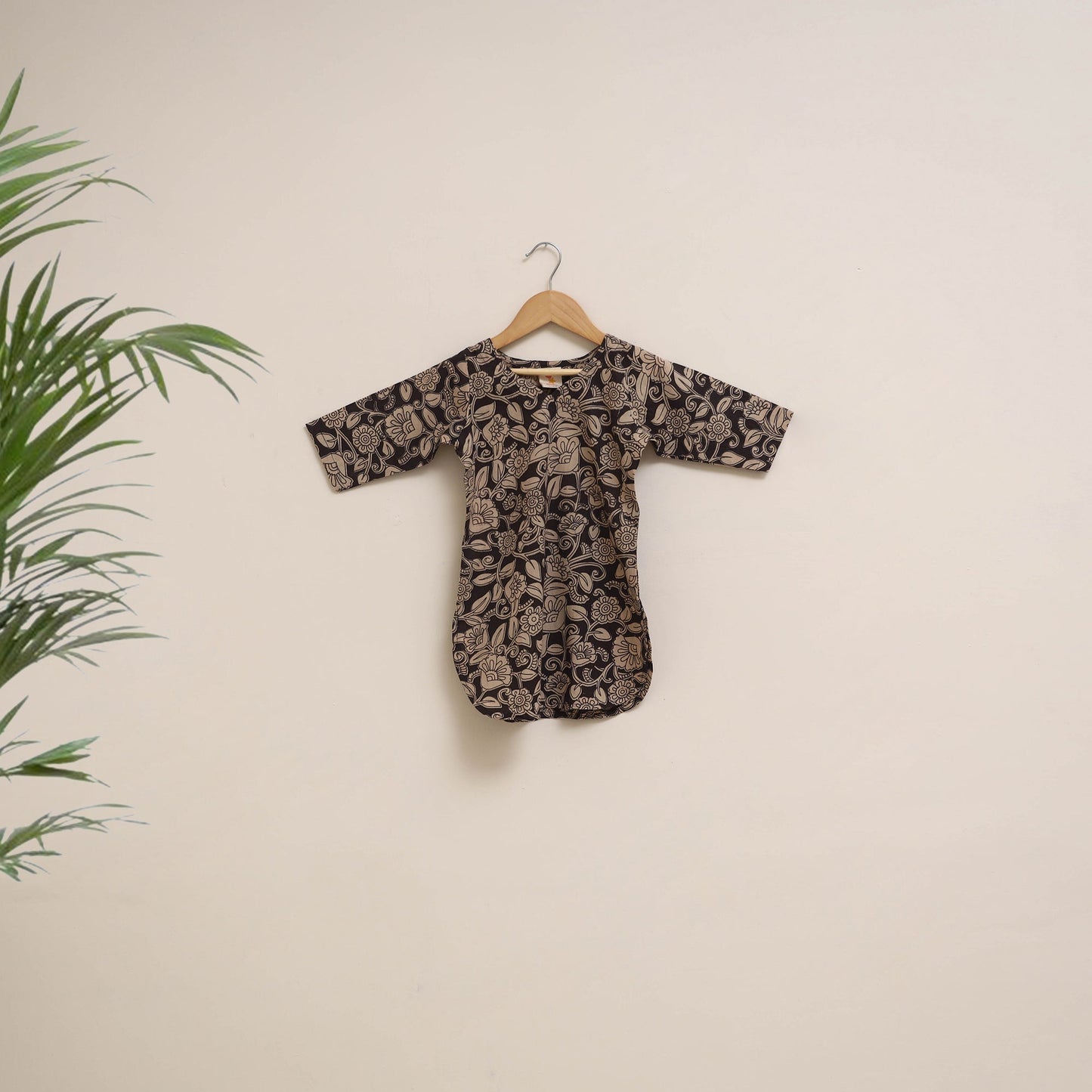 Black - girls kalamkari pure cotton kurta set (2-6 years)