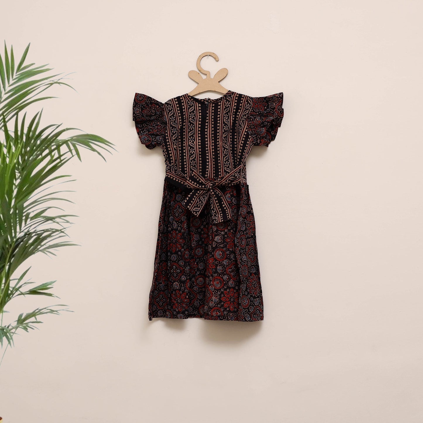 Girls pure cotton ajrakh hand block print frock dress (2-3