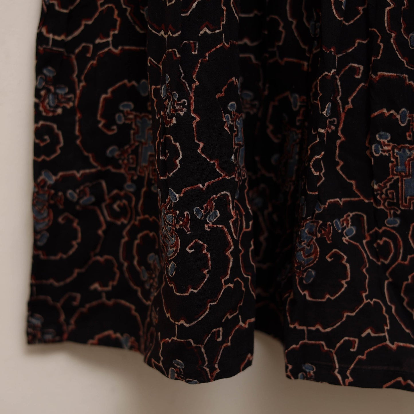 Black - girls pure cotton ajrakh hand block print frock