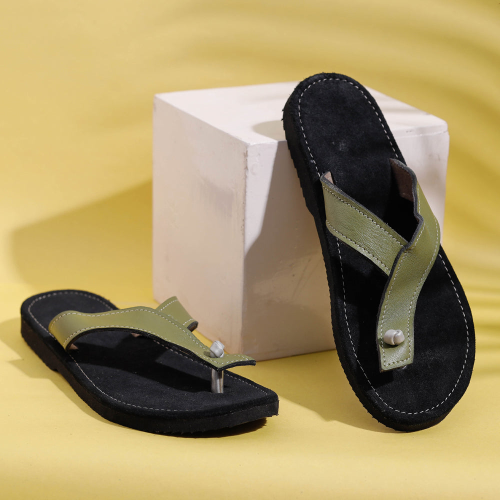 Handcrafted Women's Leather Slippers with Suede