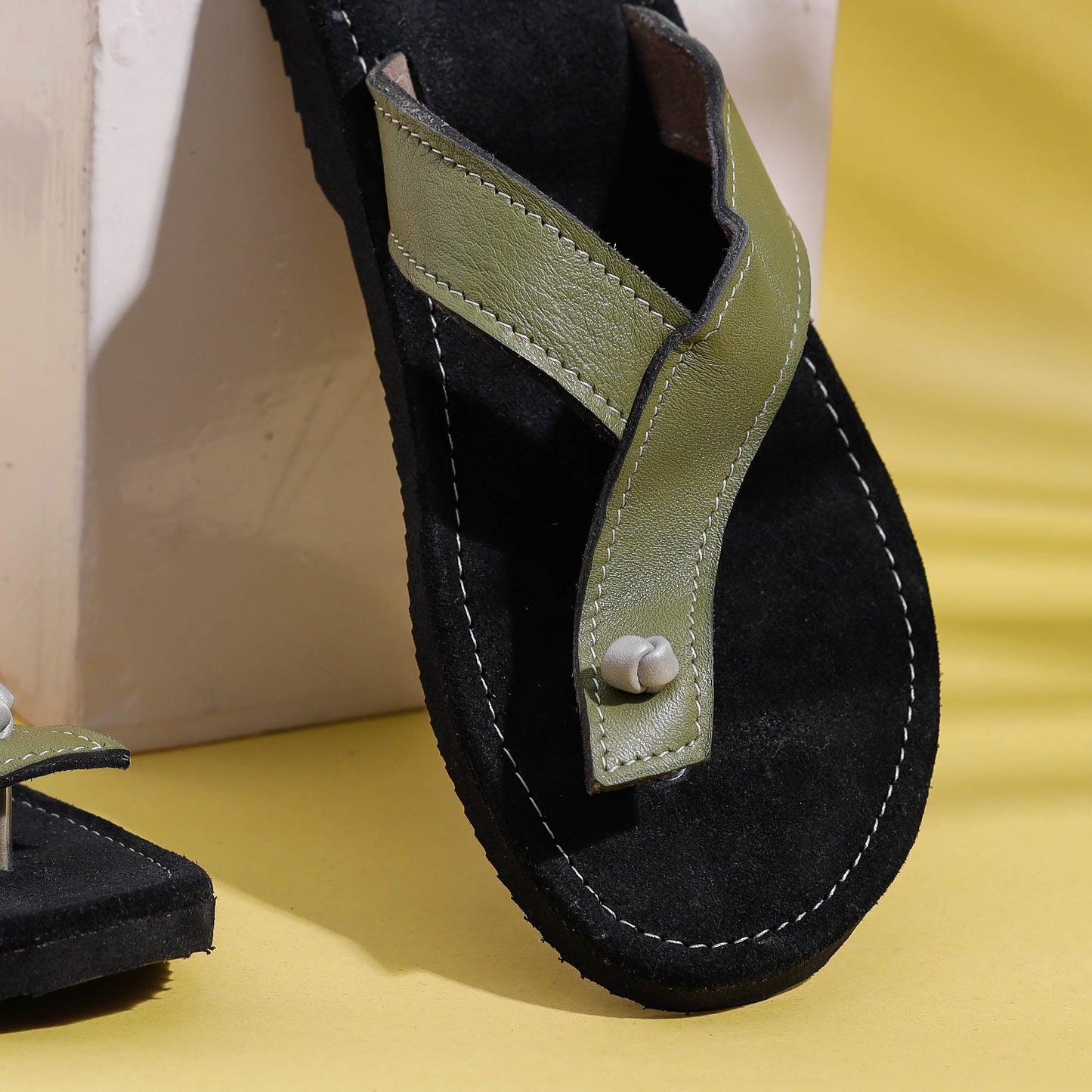 Handcrafted Women's Leather Slippers with Suede
