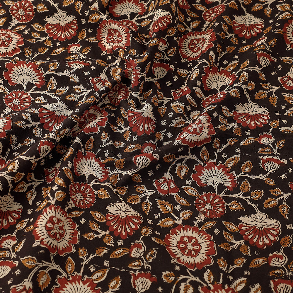 Black Traditional Bagru Print Fabric from Rajasthan