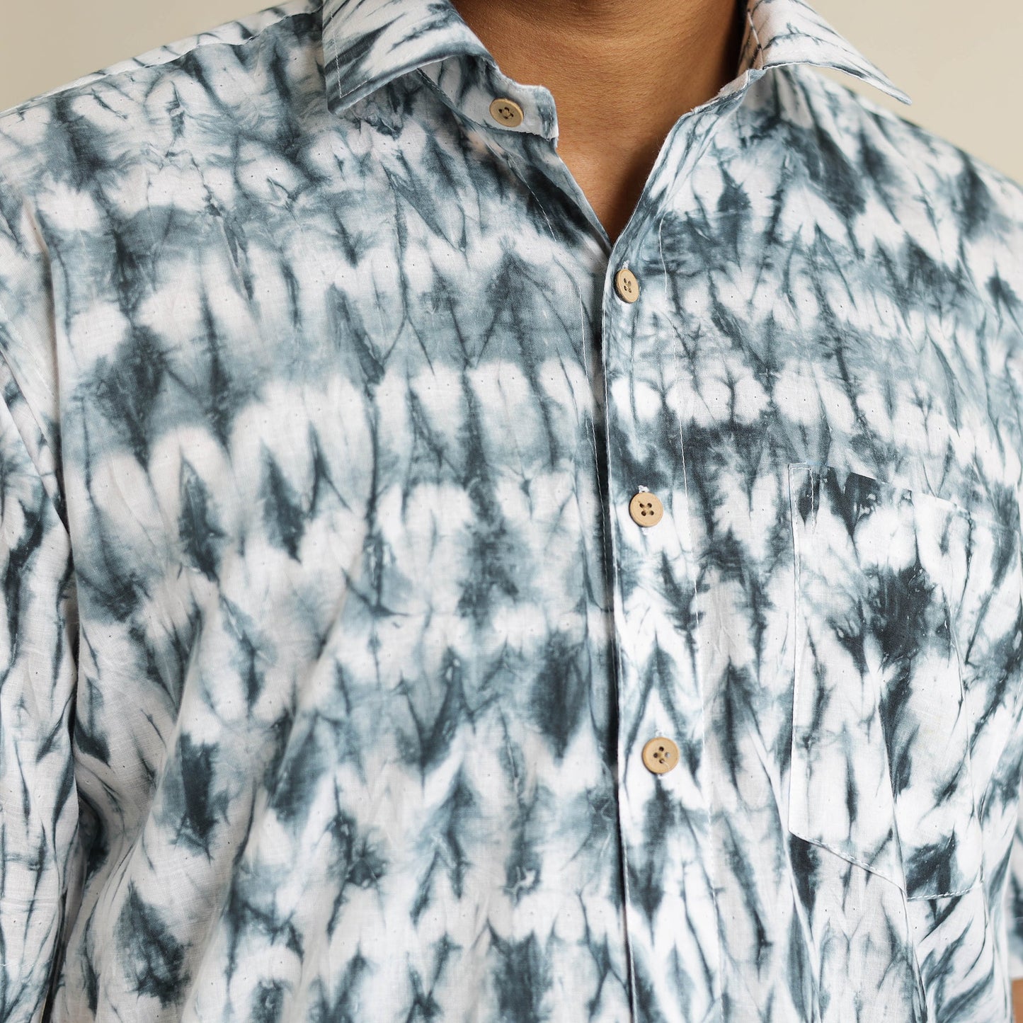 Half Sleeve Tie & Dye Cotton Men Shibori Shirt