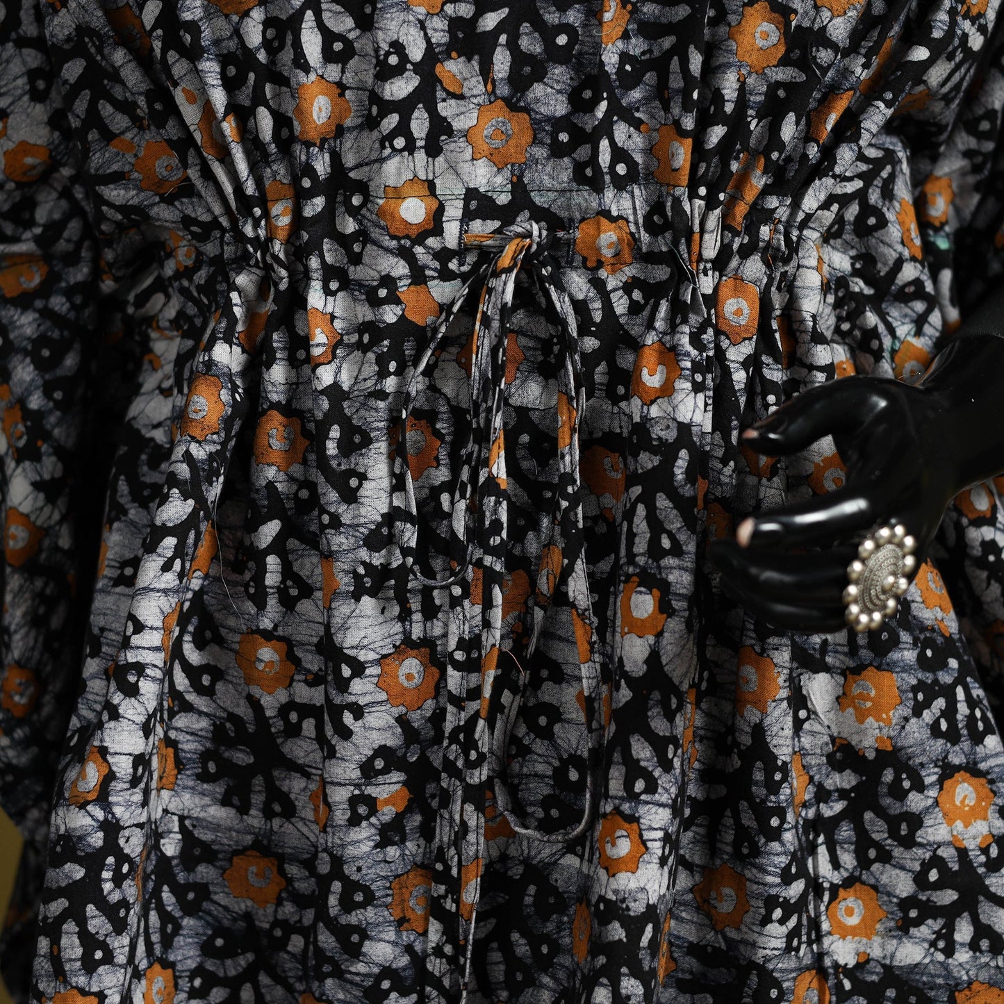 Hand batik cotton short kaftan 20 - handcrafted