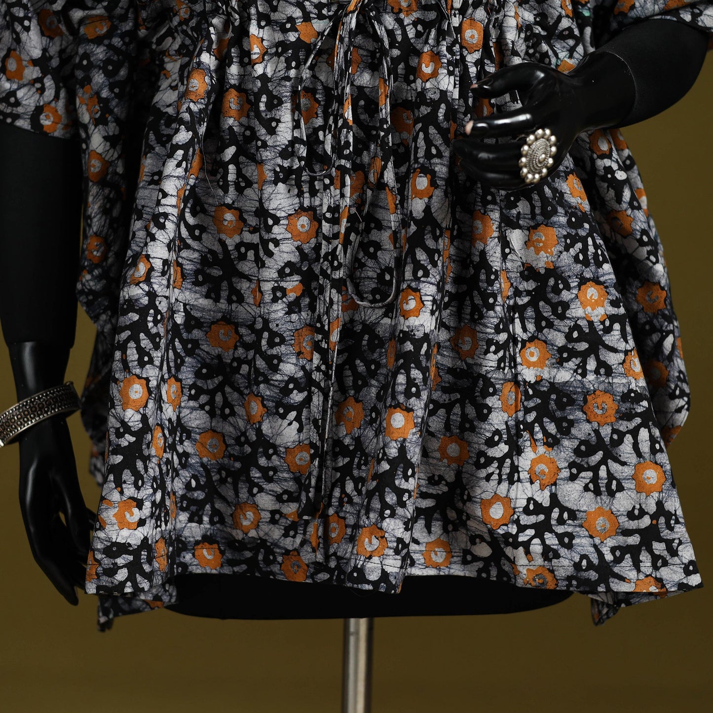 Hand batik cotton short kaftan 20 - handcrafted