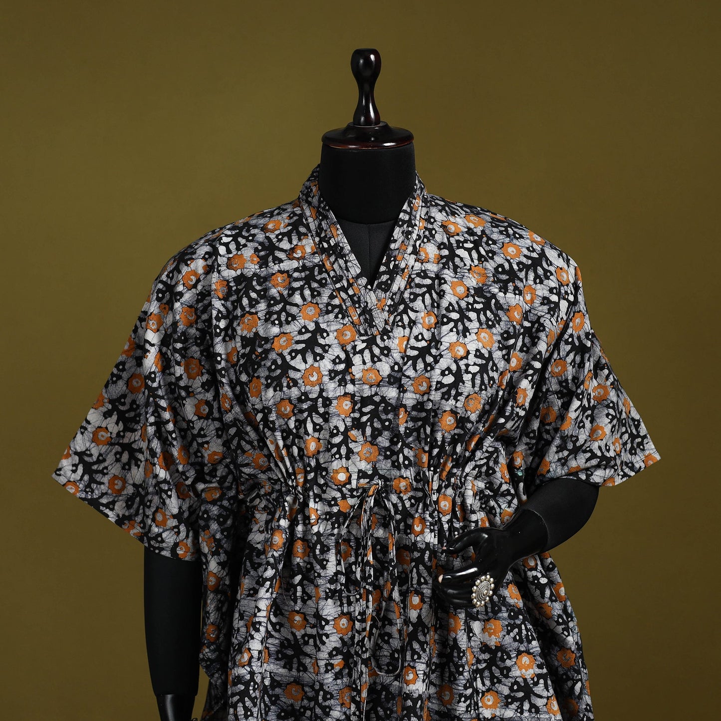 Hand batik cotton short kaftan 20 - handcrafted