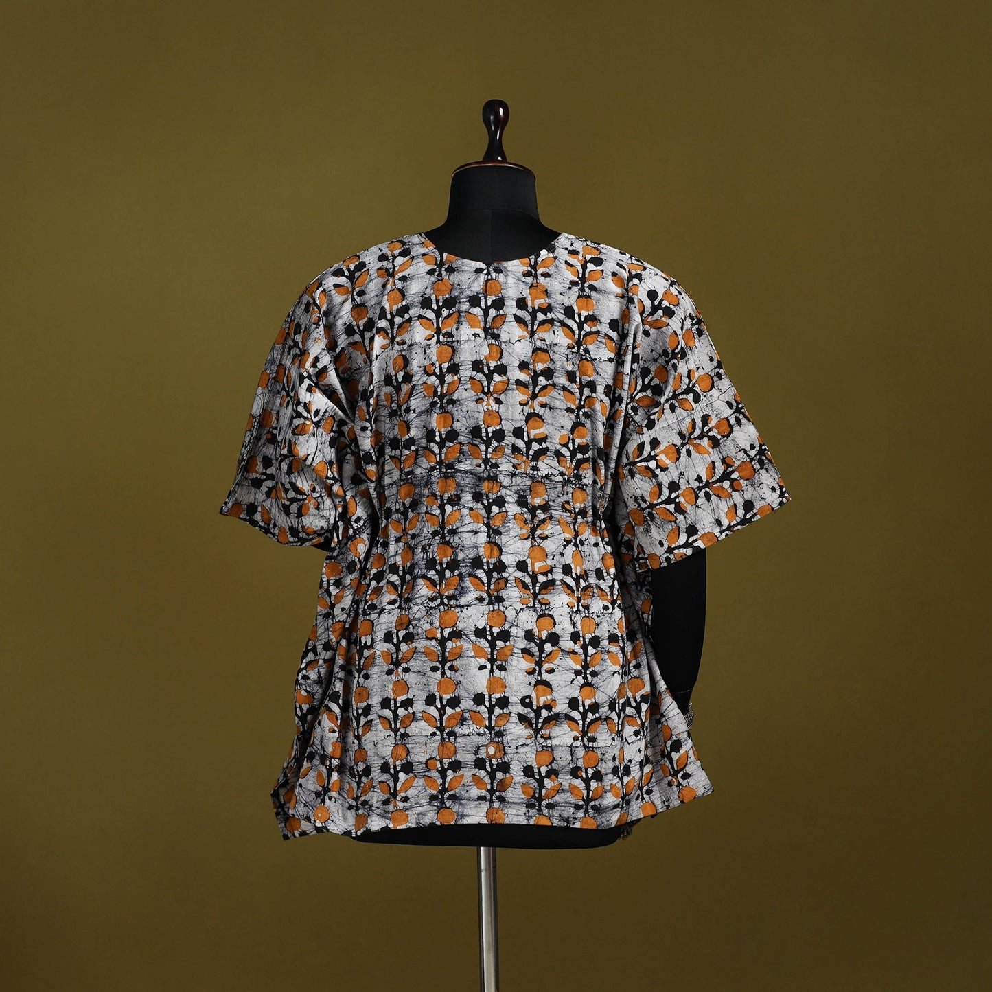 Hand batik cotton short kaftan 30 - handcrafted