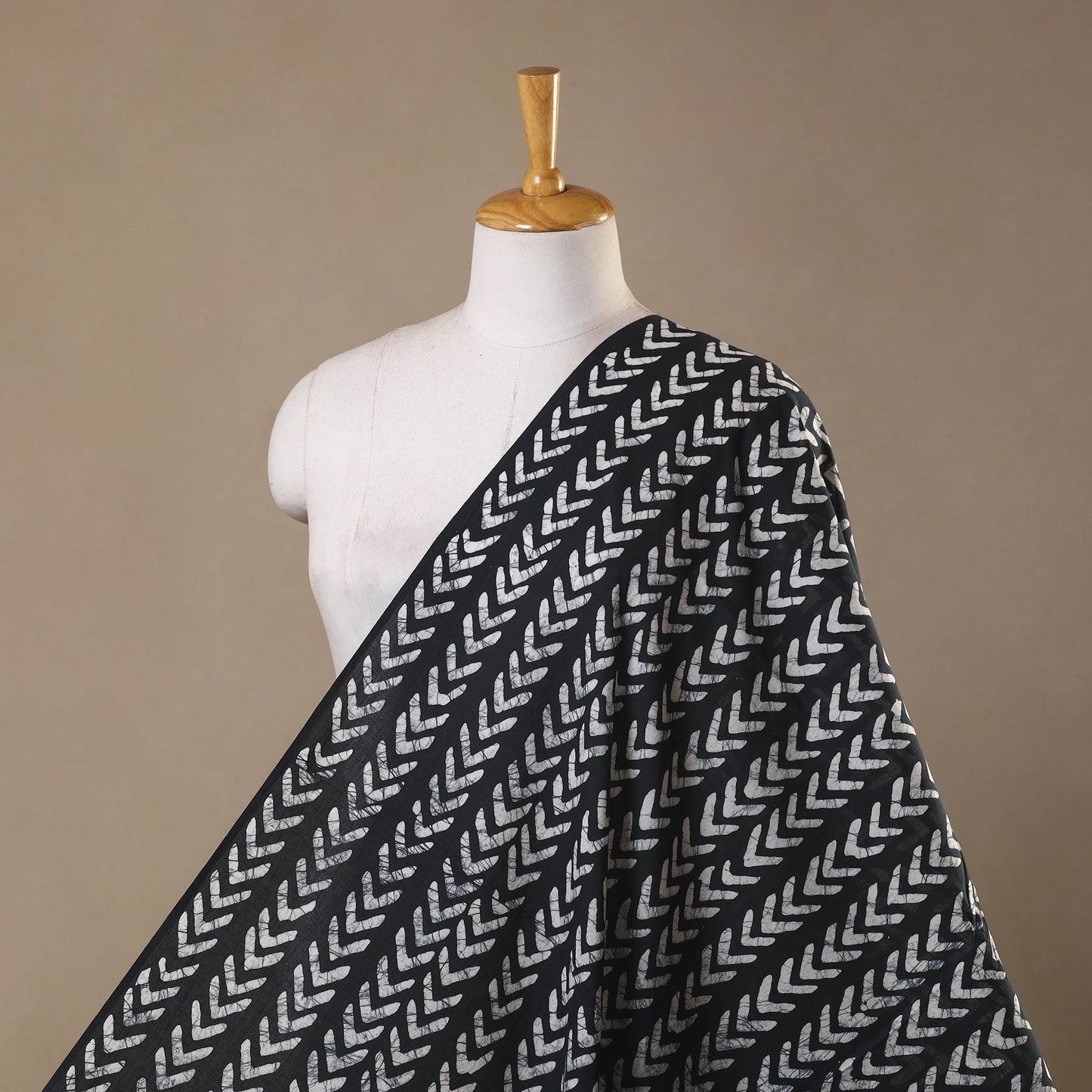 Black - hand batik cotton fabric 12 - handcrafted