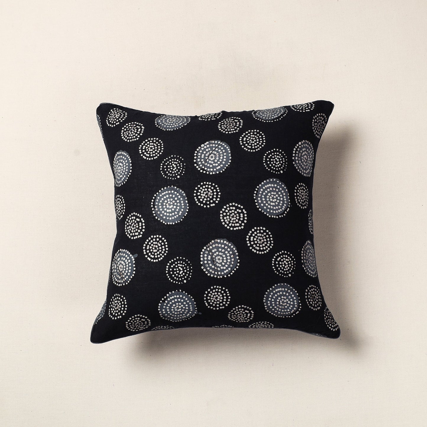 Black Hand Batik Printed Cotton Cushion Cover