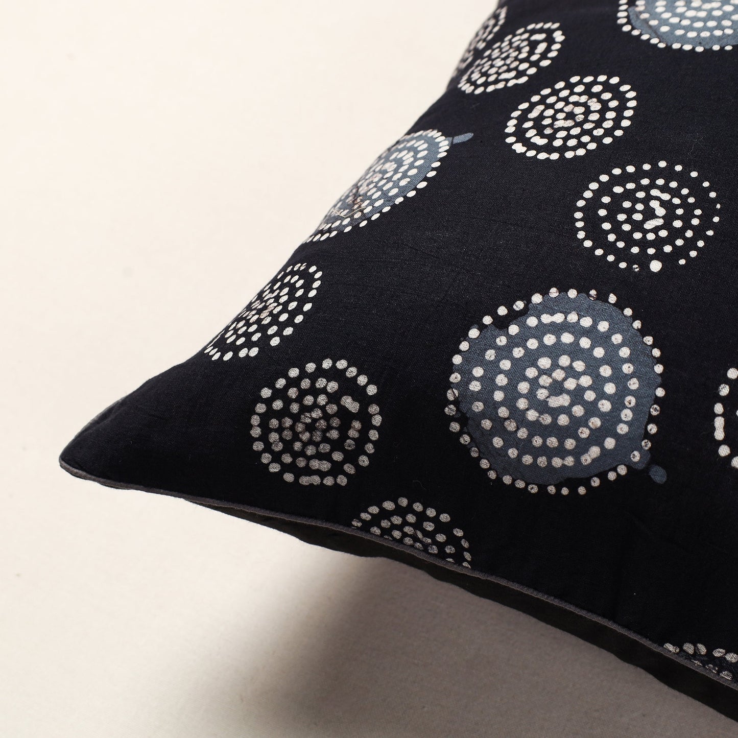 Black Hand Batik Printed Cotton Cushion Cover