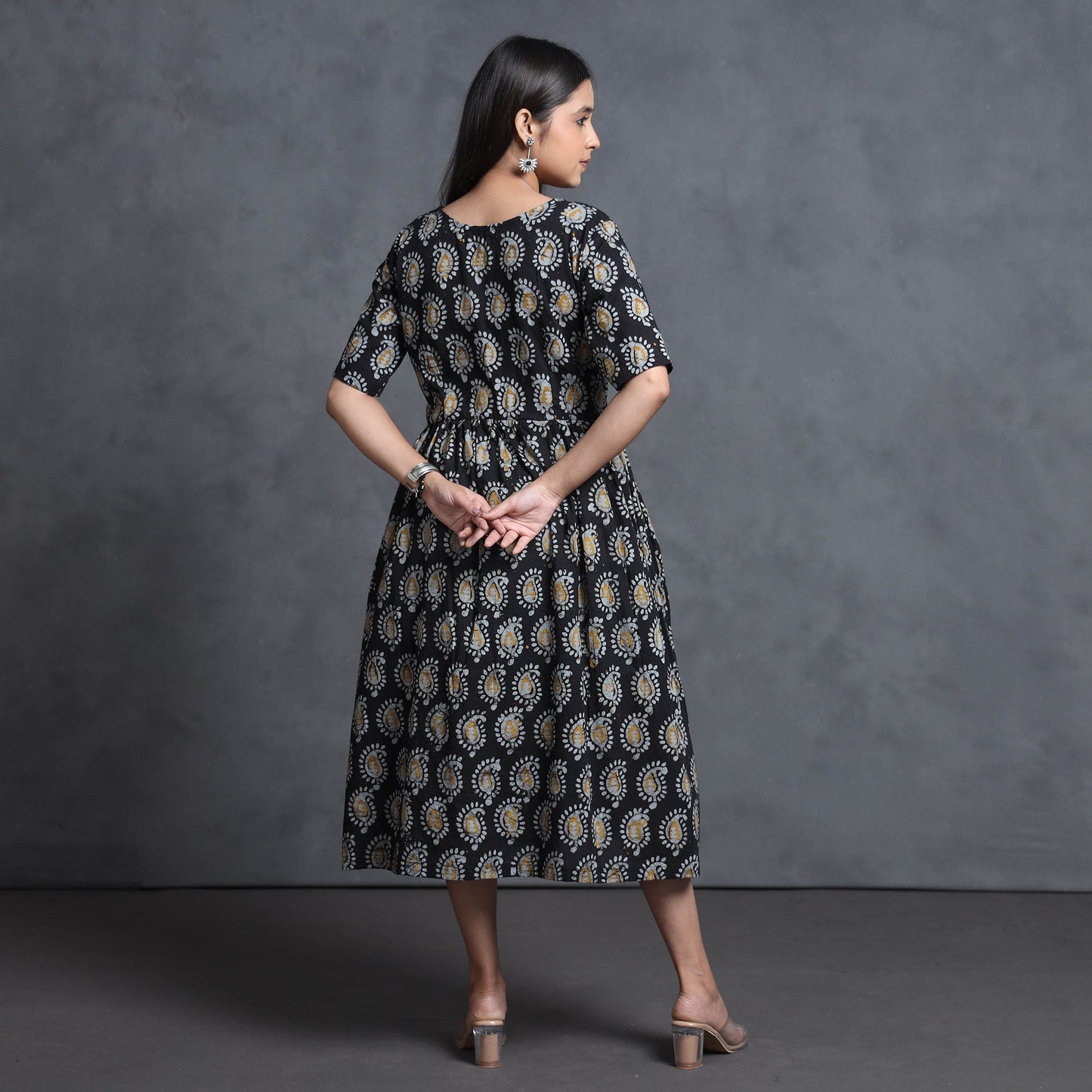 Buy Hand Batik Printed Cotton Flared Gher Dress Online l iTokri.com