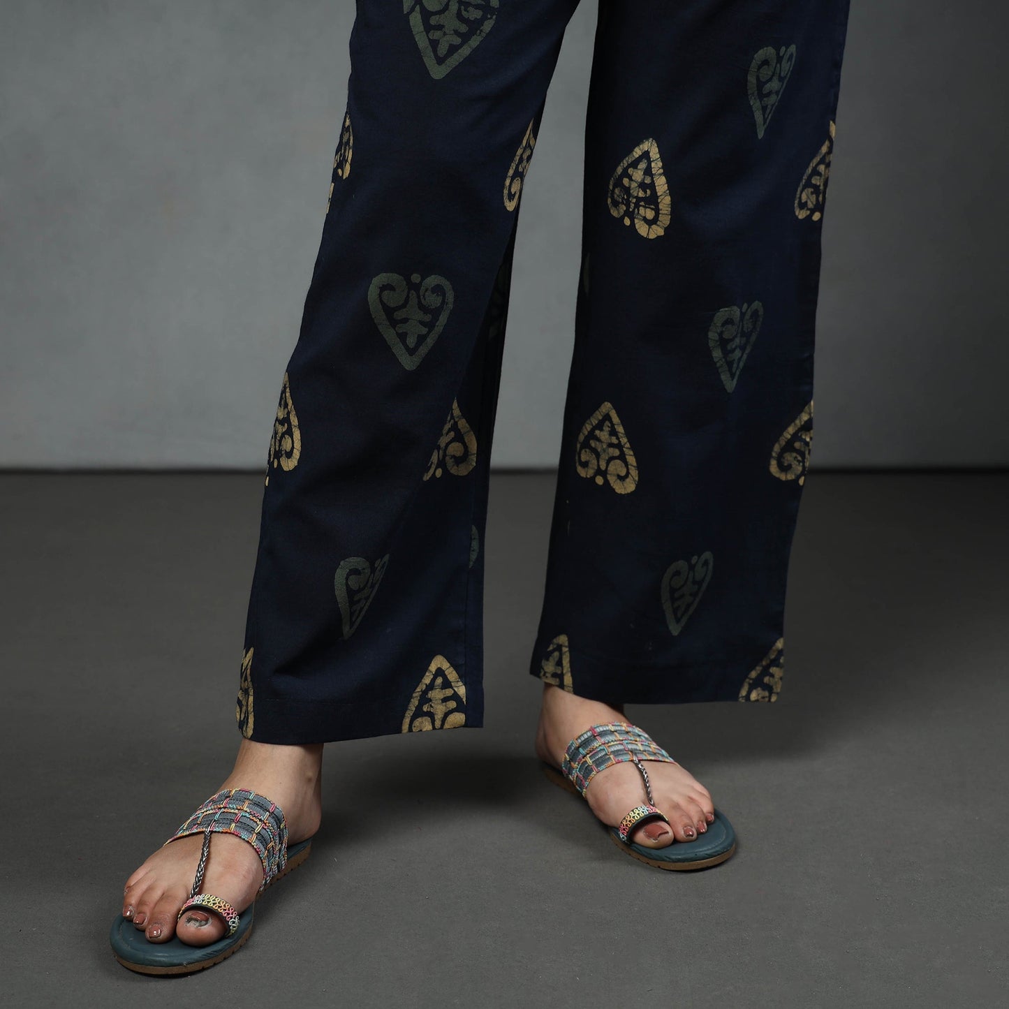 Hand Batik Printed Cotton Kurta with Palazzo & Dupatta Set