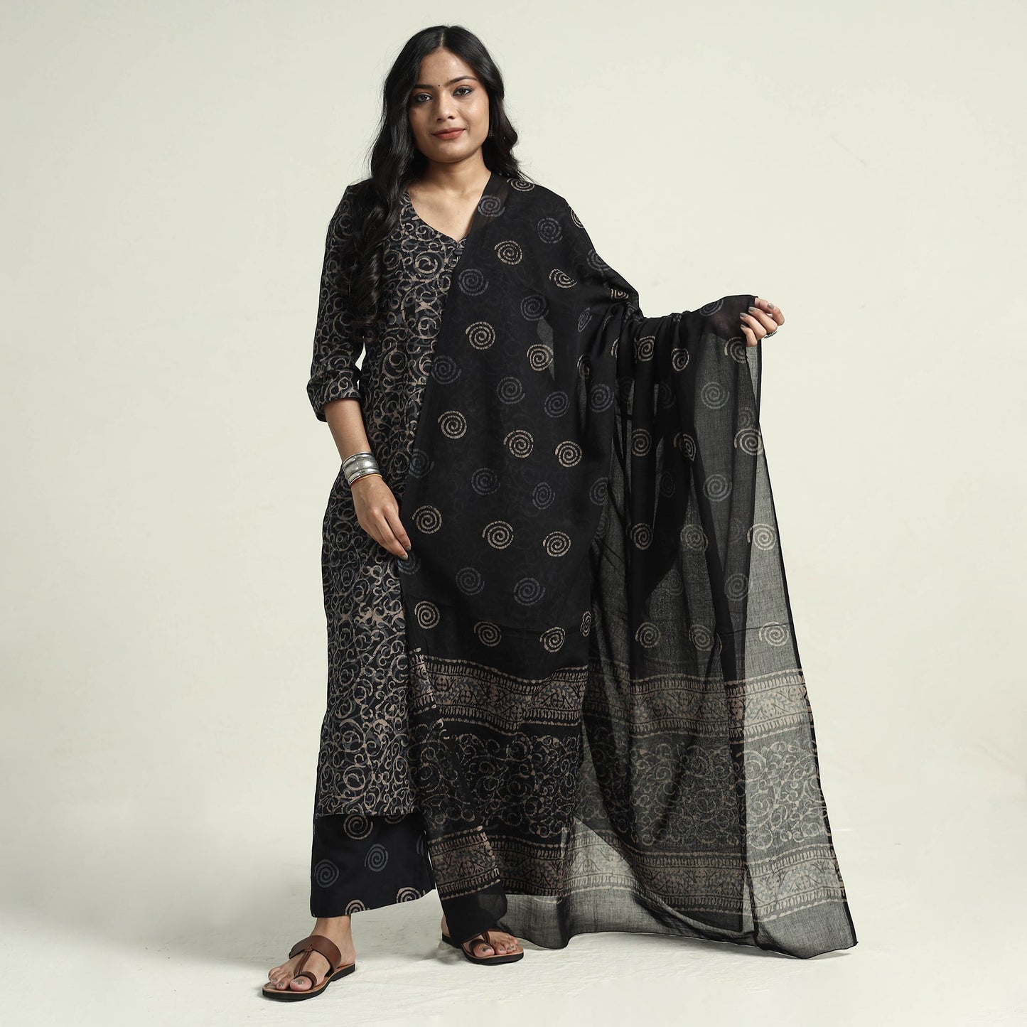 Batik Kurta with Palazzo & Dupatta Set