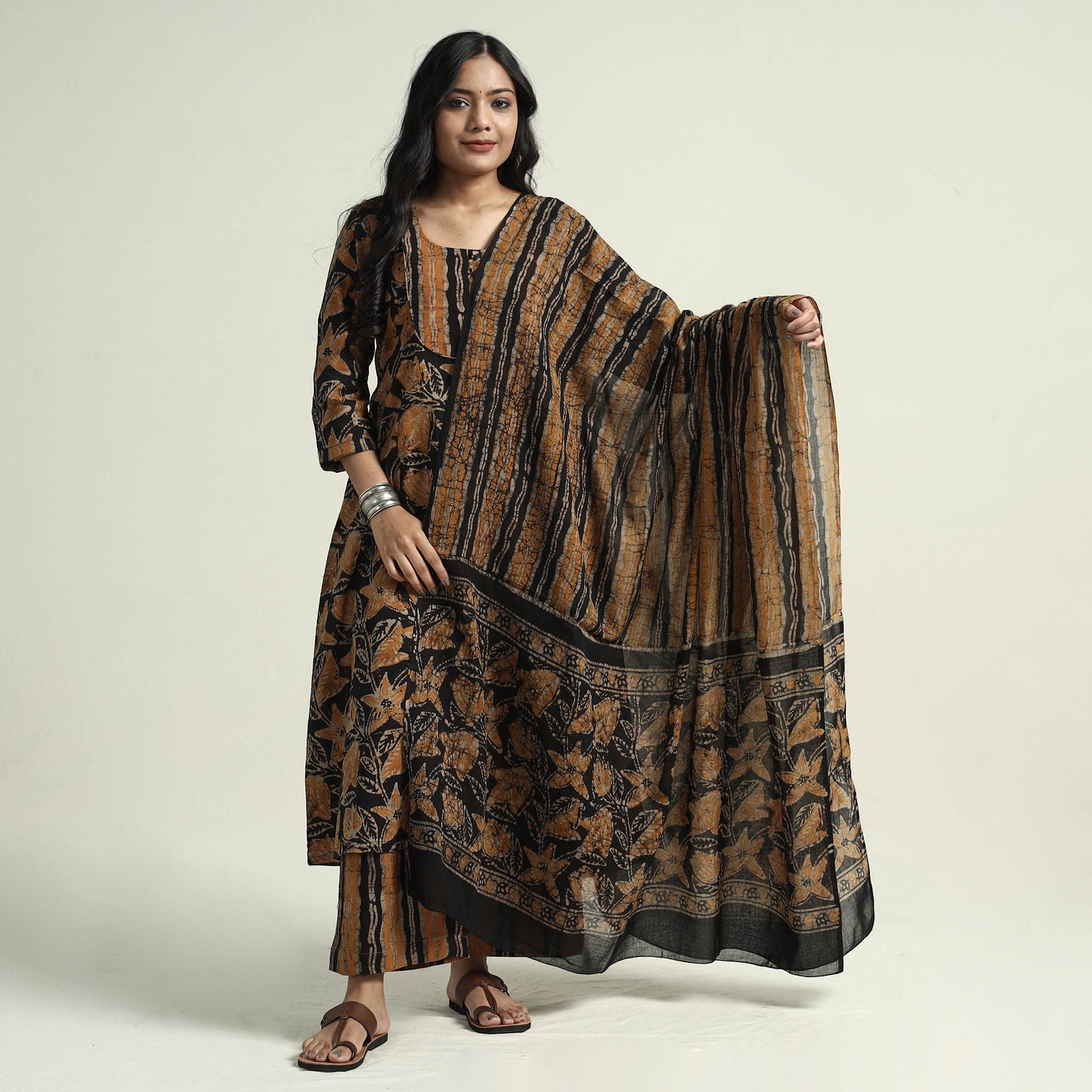 Batik Kurta with Palazzo & Dupatta Set