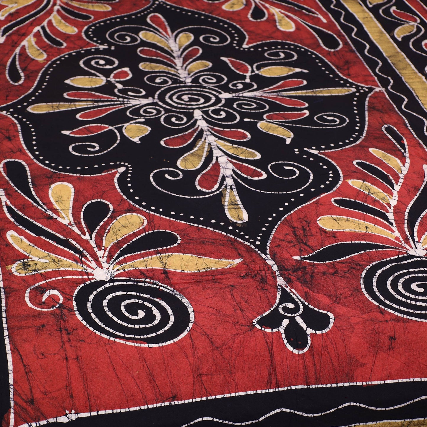 Black - hand batik printed cotton single bed cover (96 x 59