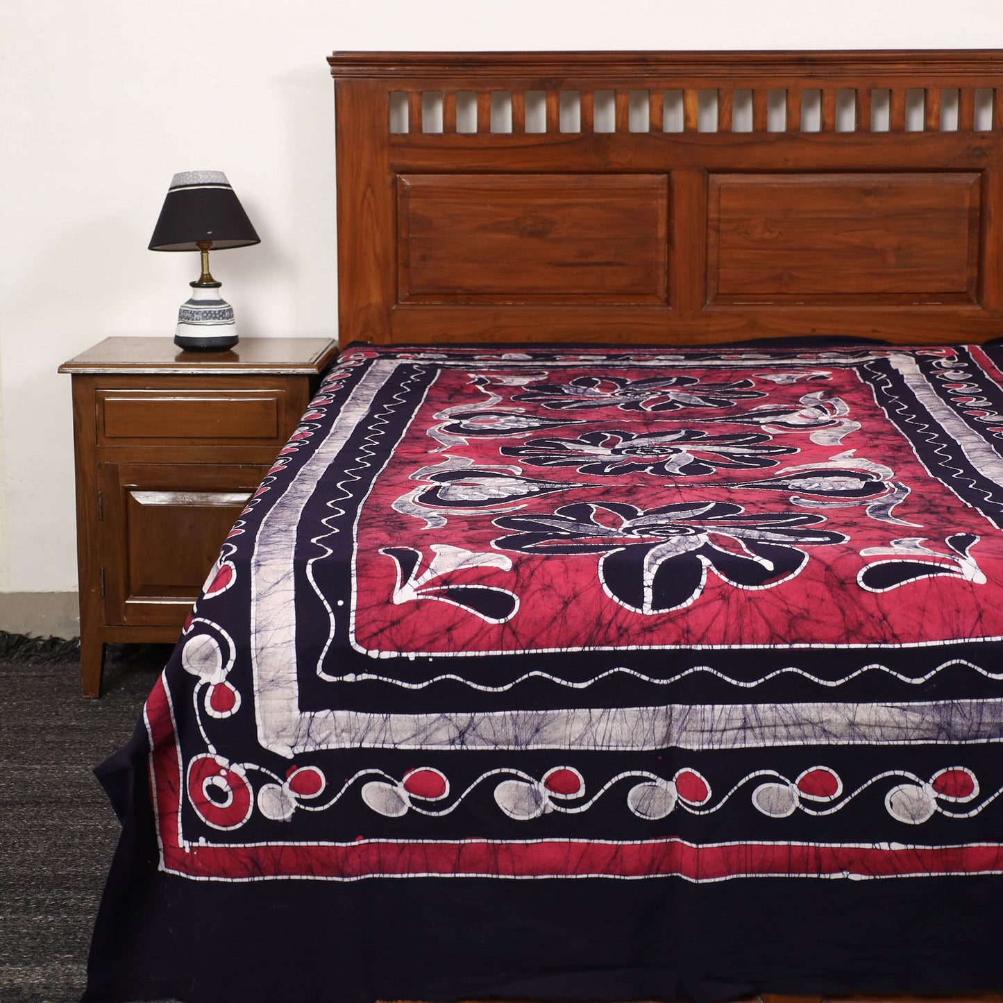 Hand Batik Printed Cotton Single Bed Cover (96 x 59 in) 46