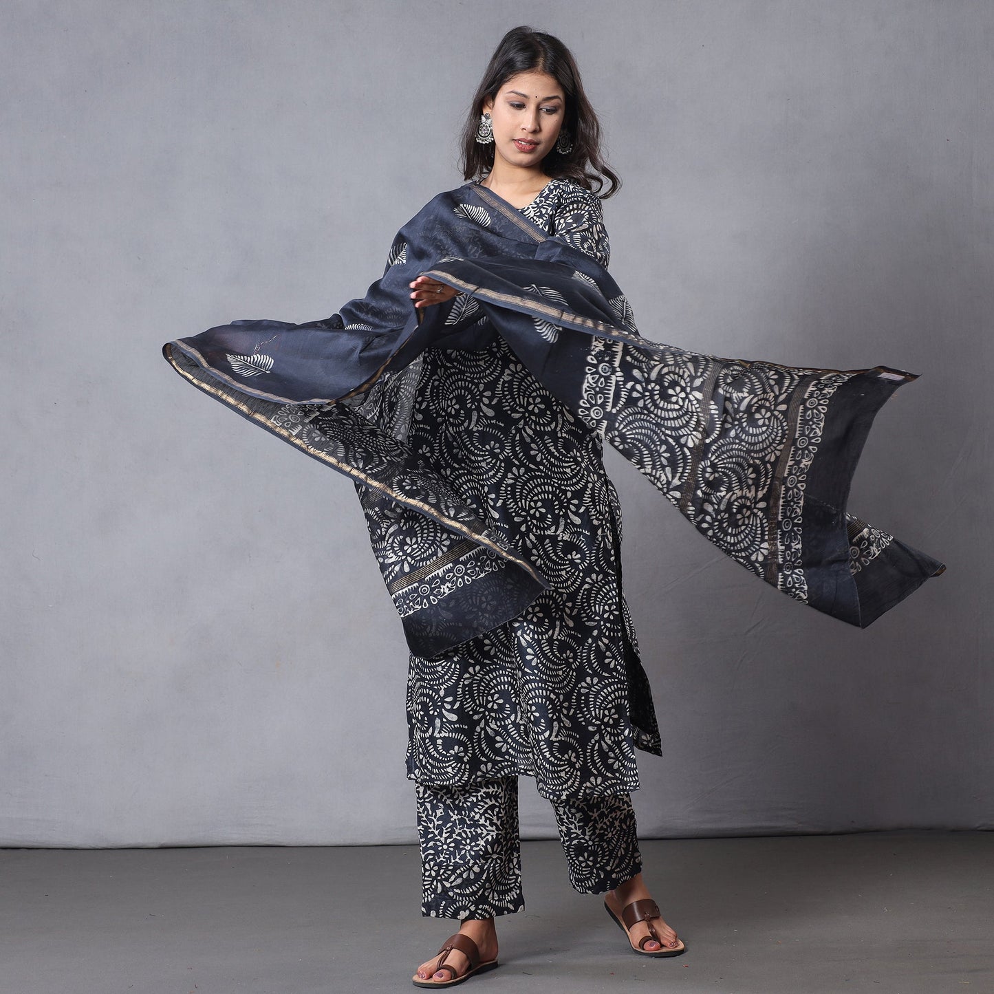 Batik Kurta with Palazzo & Dupatta Set