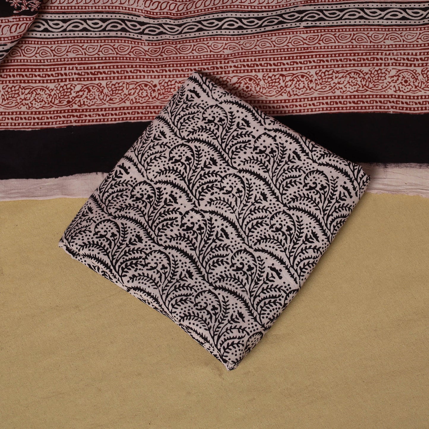 Black - hand bagh natural dyed cotton 3pc unstitched dress