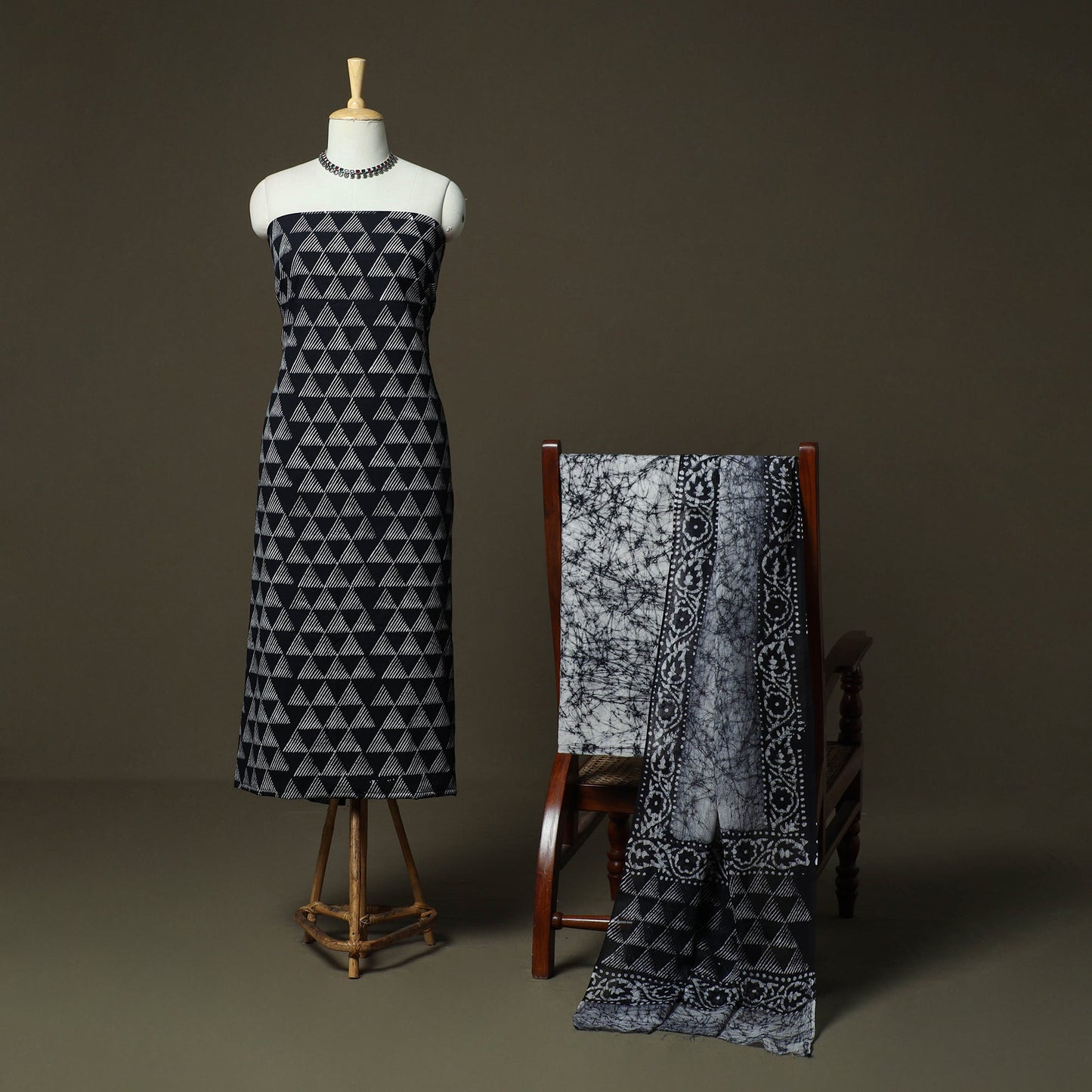 Hand batik cotton 3pc unstitched dress material 27