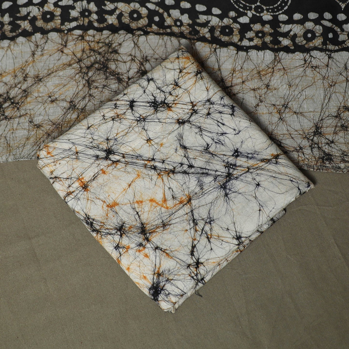 Hand batik cotton 3pc unstitched dress material 42