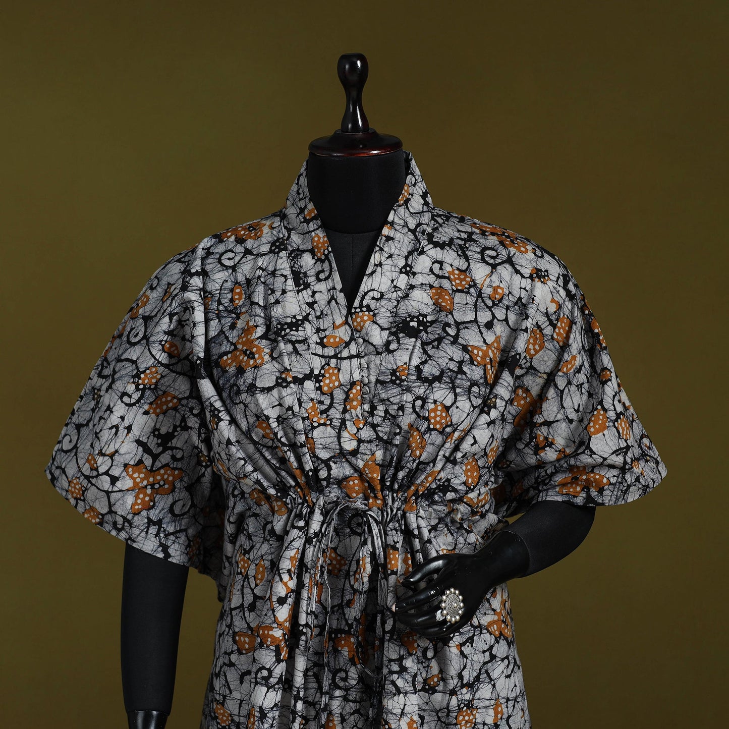 Hand batik cotton medium kaftan 68 - handcrafted