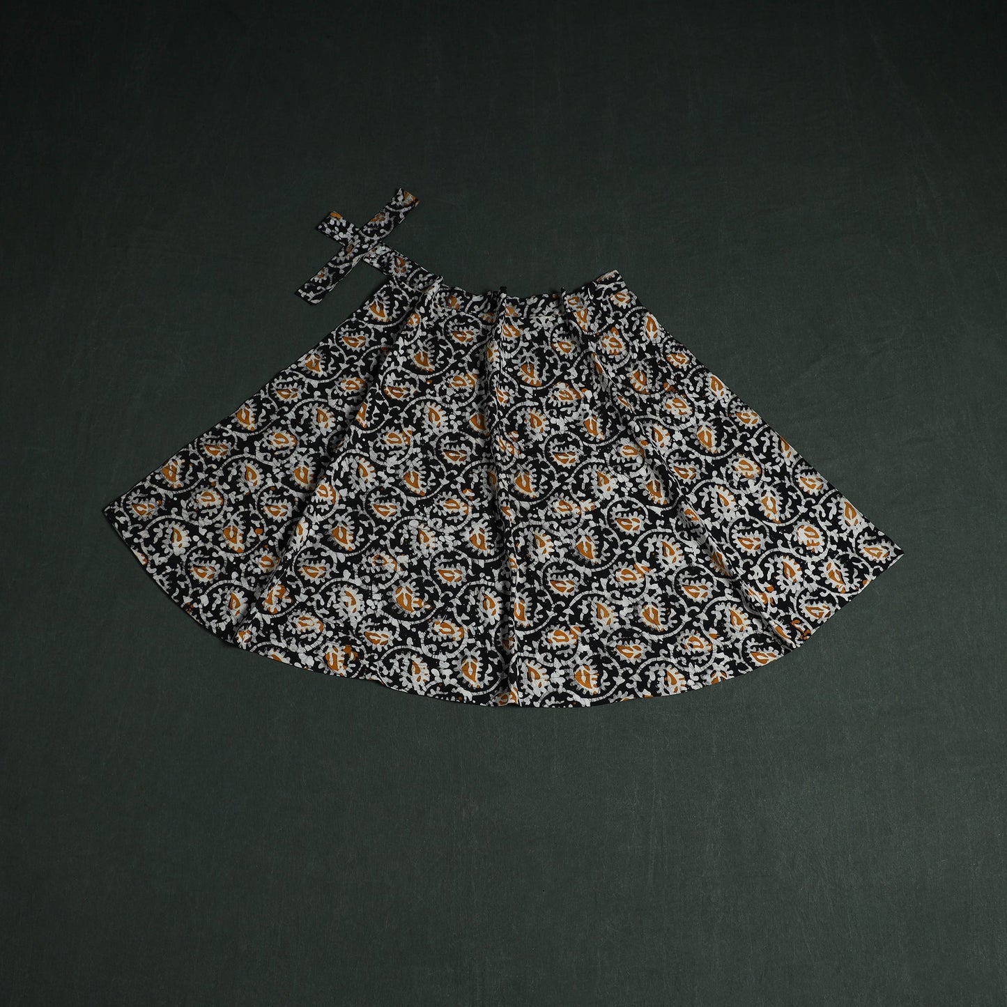 Hand block batik print cotton wrap around skirt 25
