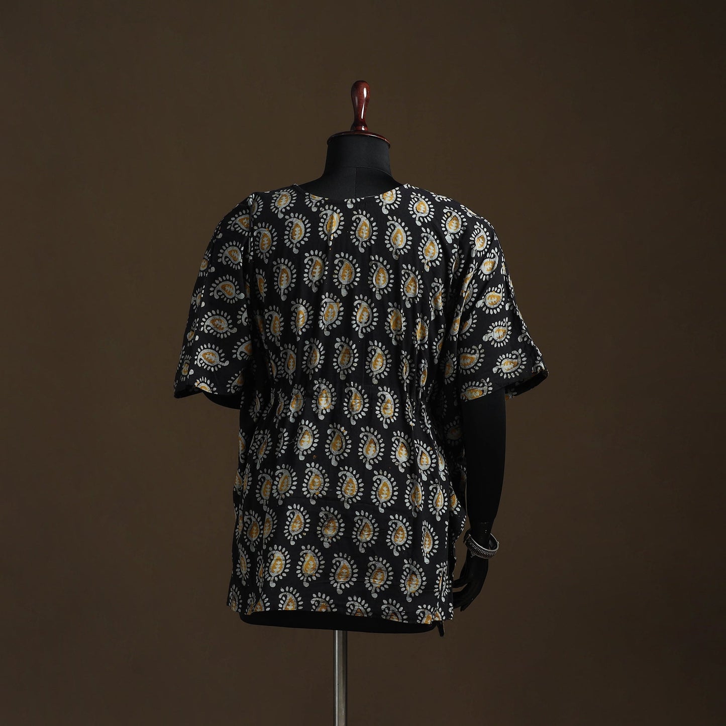 Hand block batik print patchwork cotton kaftan (short) 33
