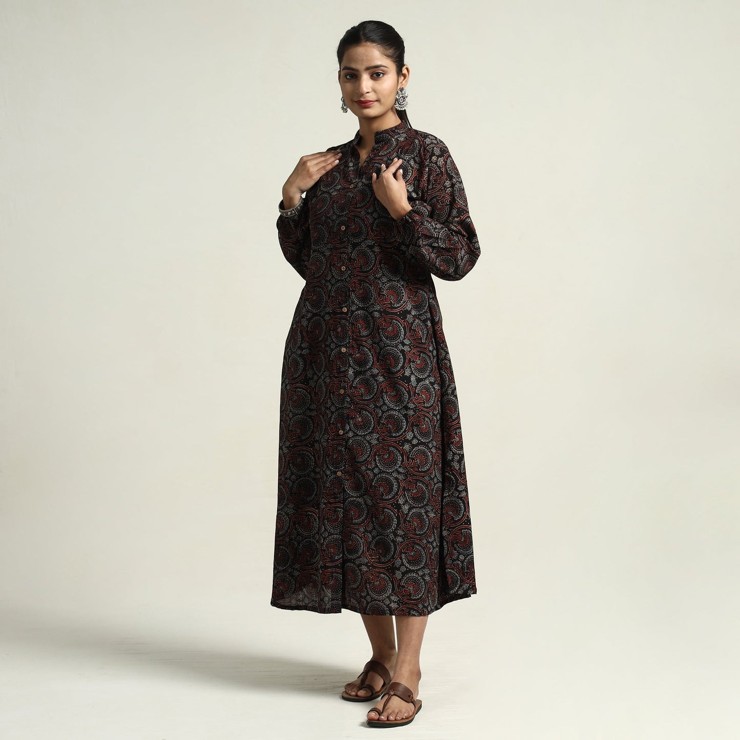 Hand Block Print Cotton Ajrakh Dress