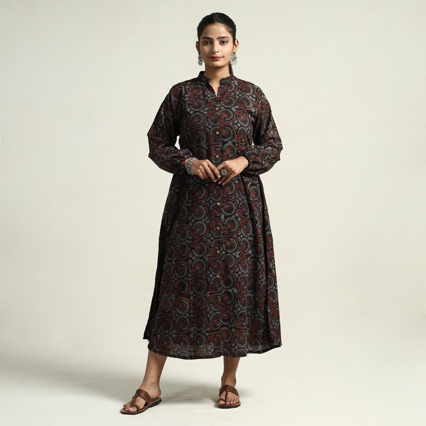 Hand Block Print Cotton Ajrakh Dress