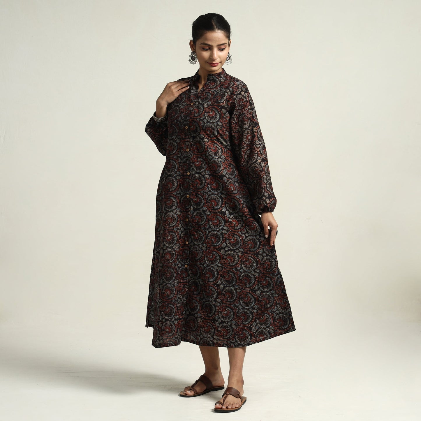 Hand Block Print Cotton Ajrakh Dress
