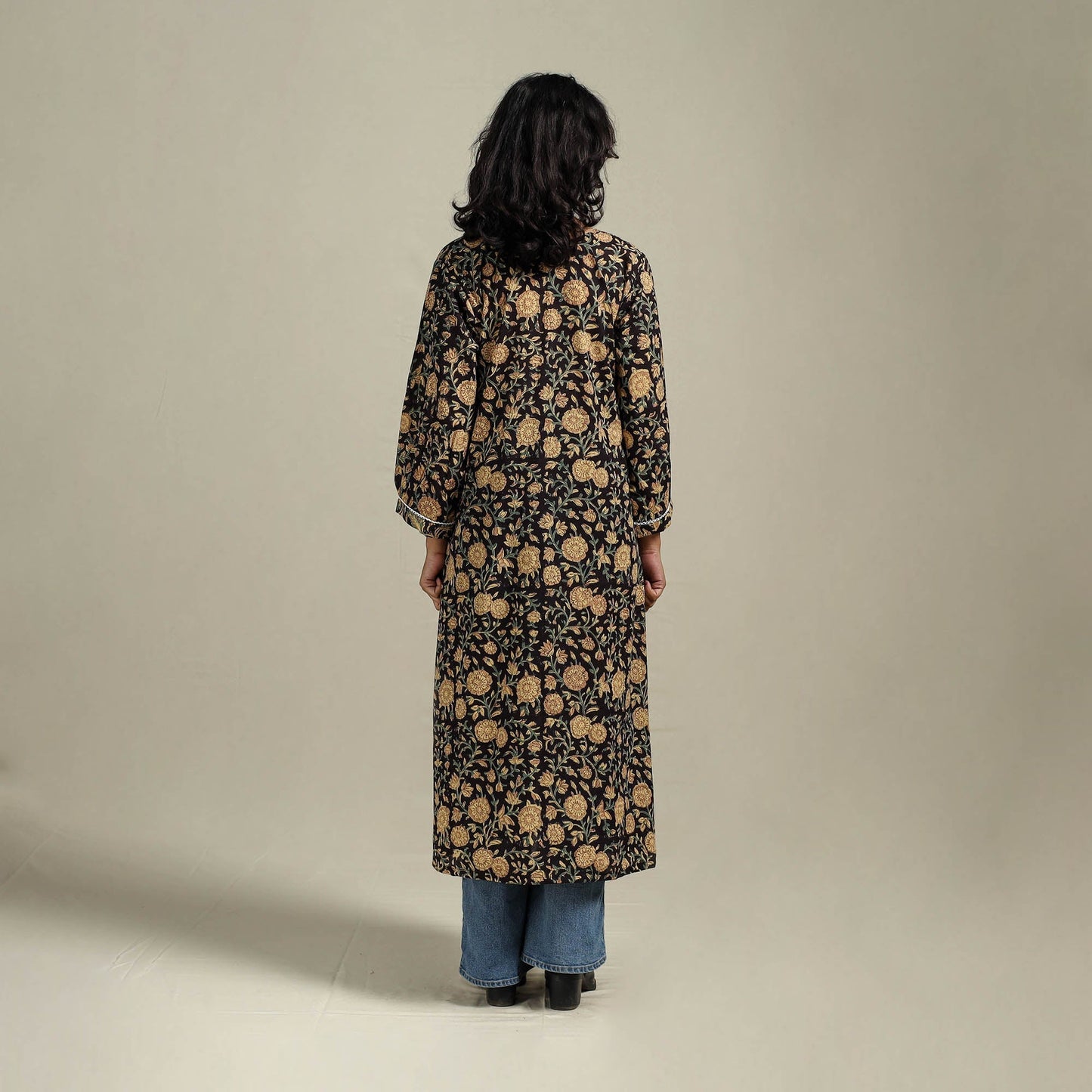 Hand cotton a-line sanganeri kurta for women 09