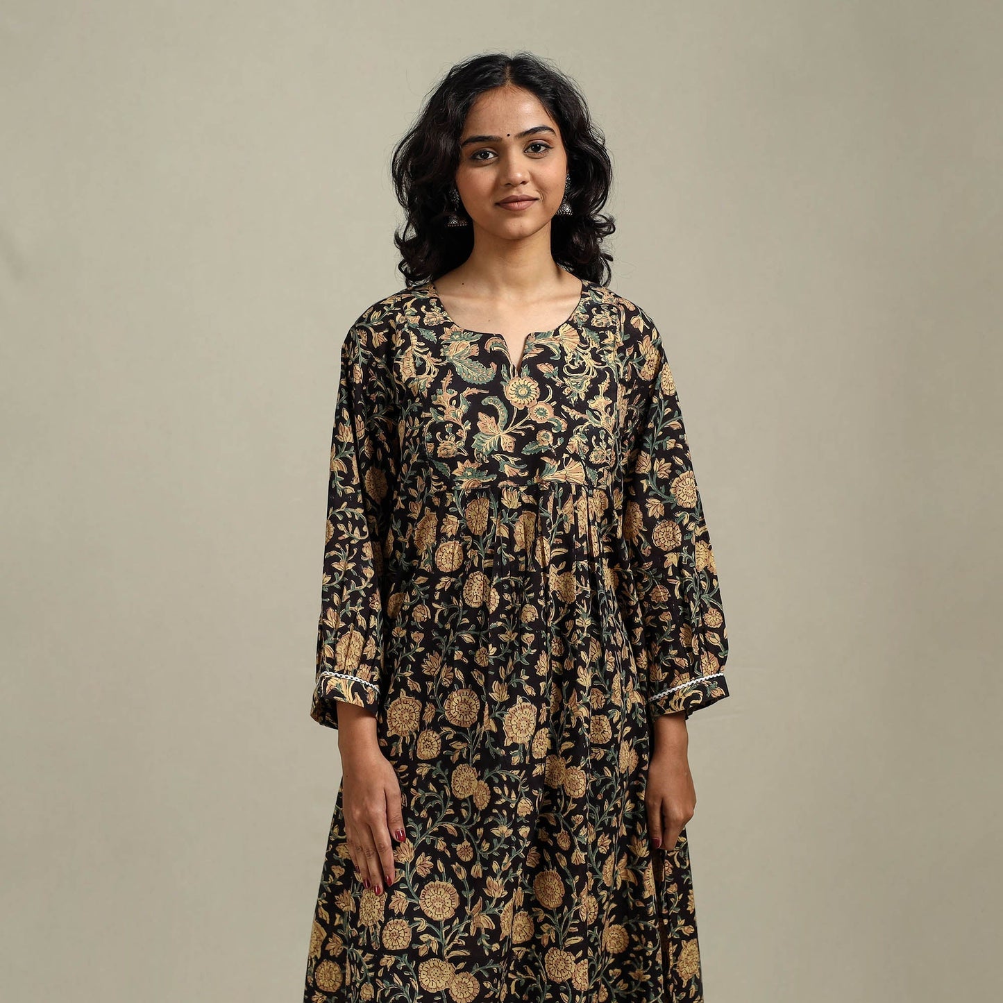 Hand cotton a-line sanganeri kurta for women 09