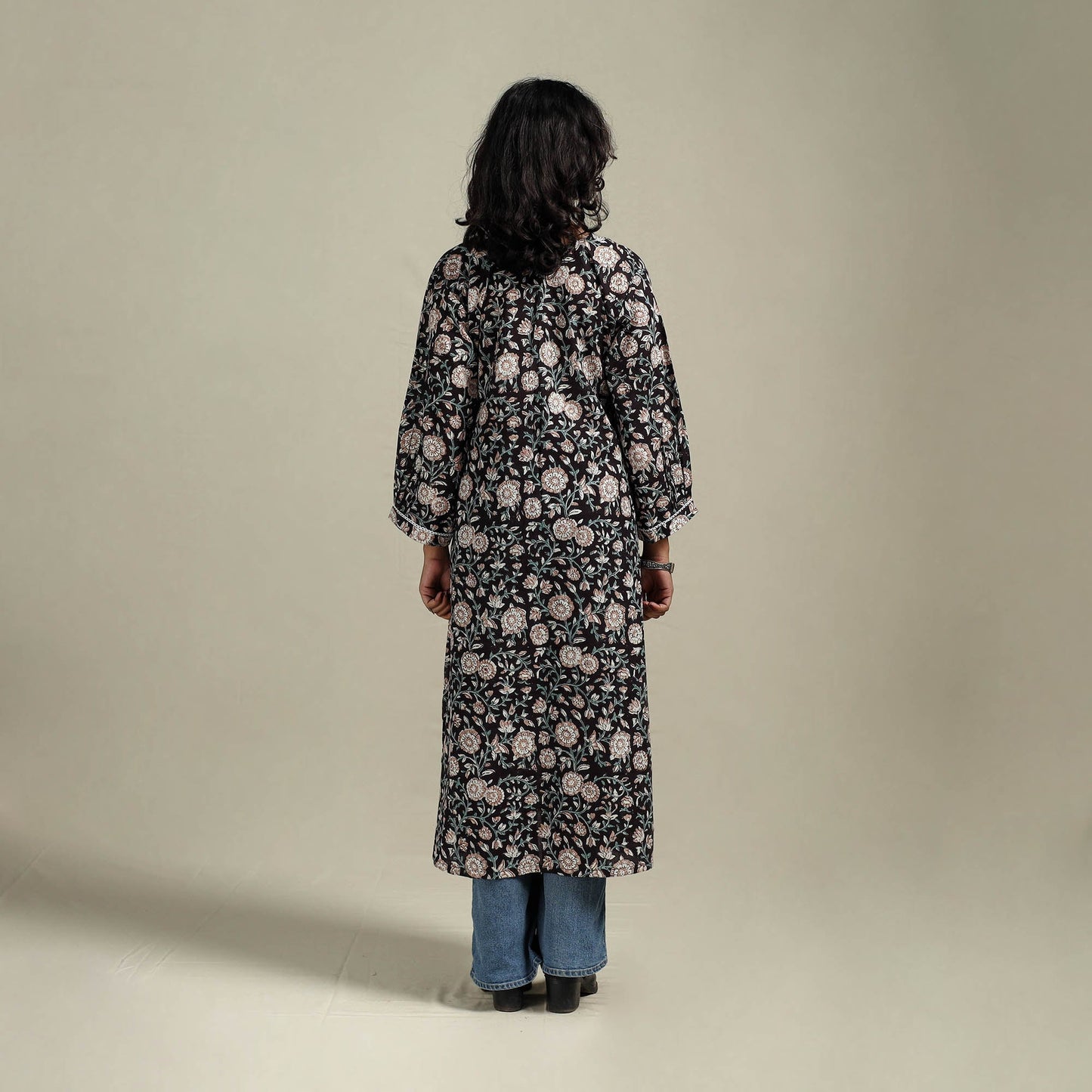 Hand cotton a-line sanganeri kurta for women 10