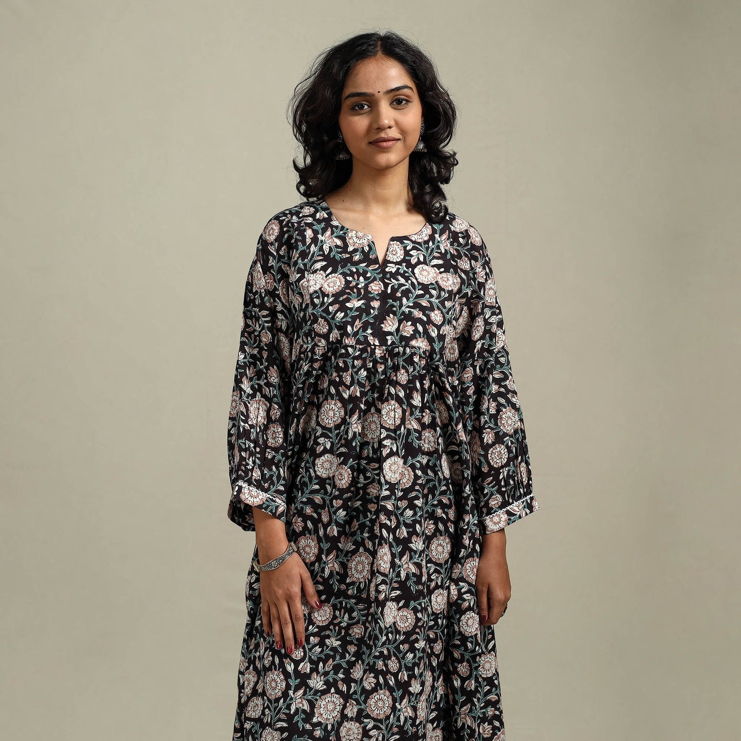 Hand cotton a-line sanganeri kurta for women 10