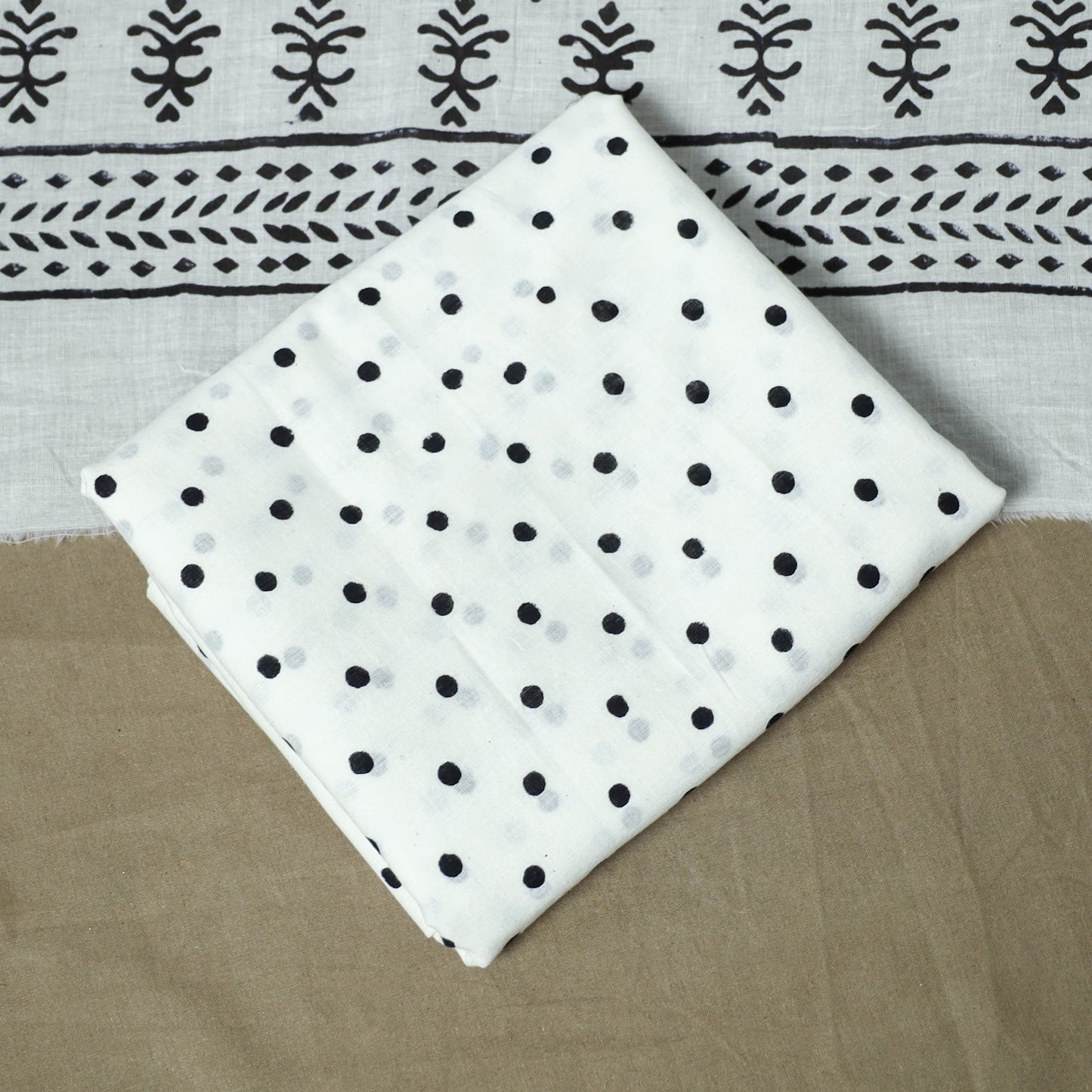 Hand block print cotton sanganeri 3pc unstitched dress
