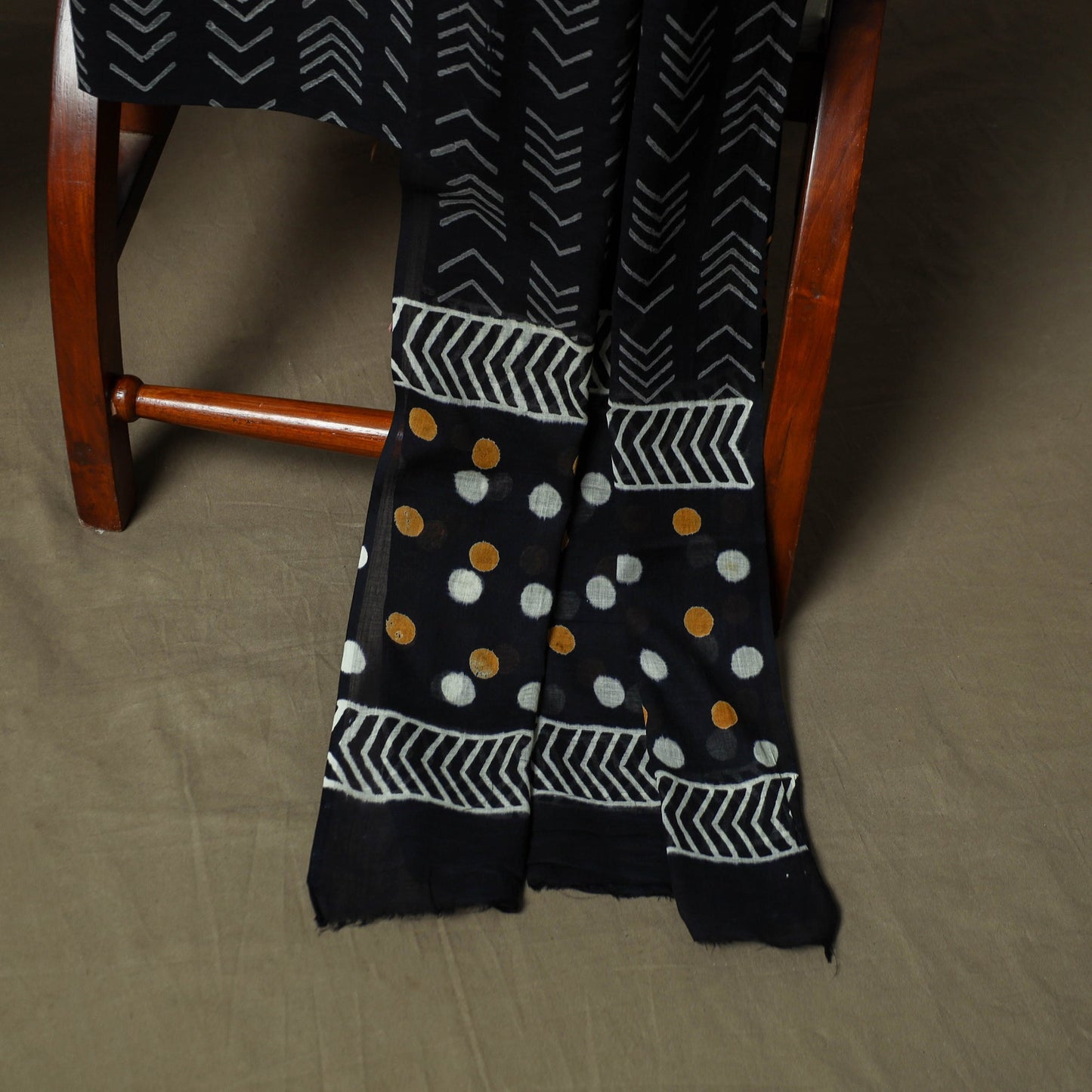 Hand block print cotton sanganeri 3pc unstitched dress