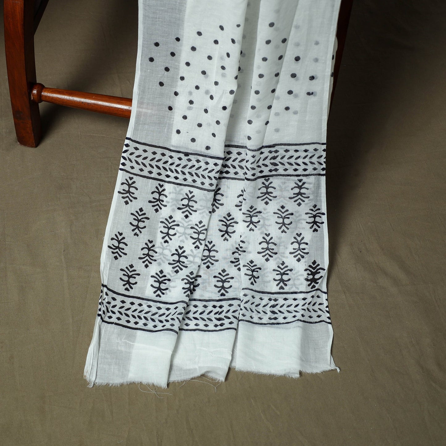 Hand block print cotton sanganeri 3pc unstitched dress