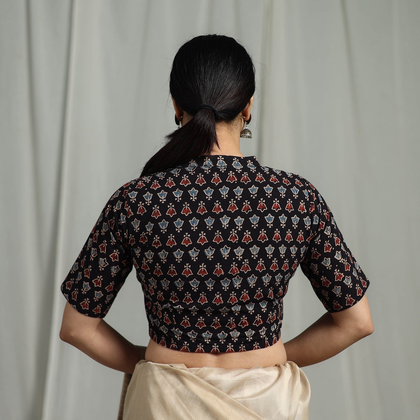 Hand natural dyed cotton readymade blouse 09 - handcrafted