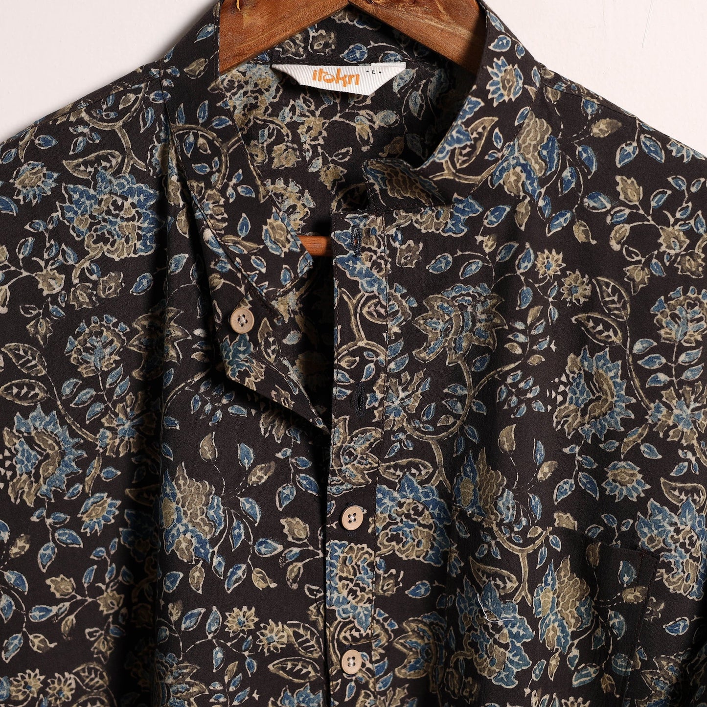 Hand natural dyed cotton short kurta for men 02