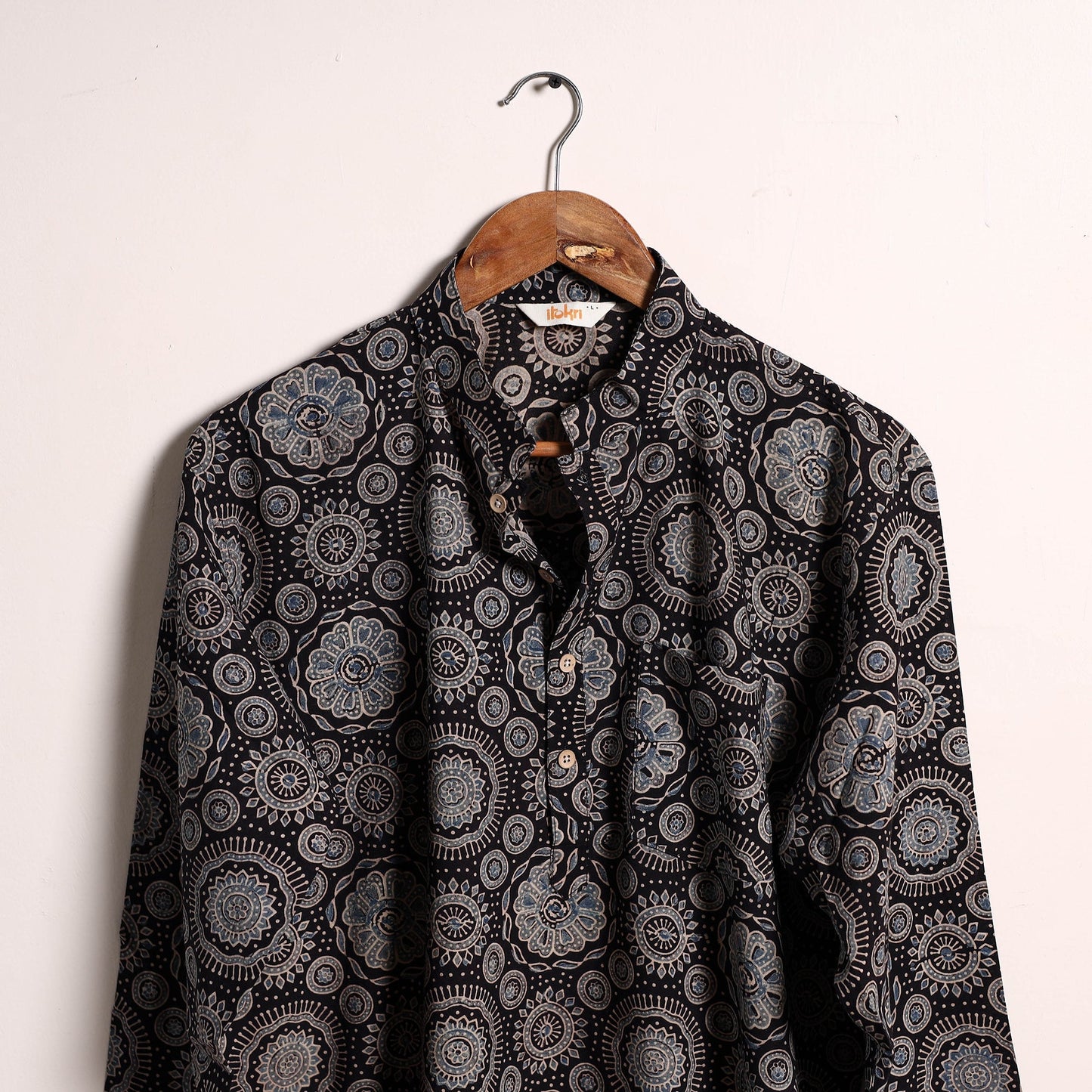 Hand natural dyed cotton short kurta for men 12