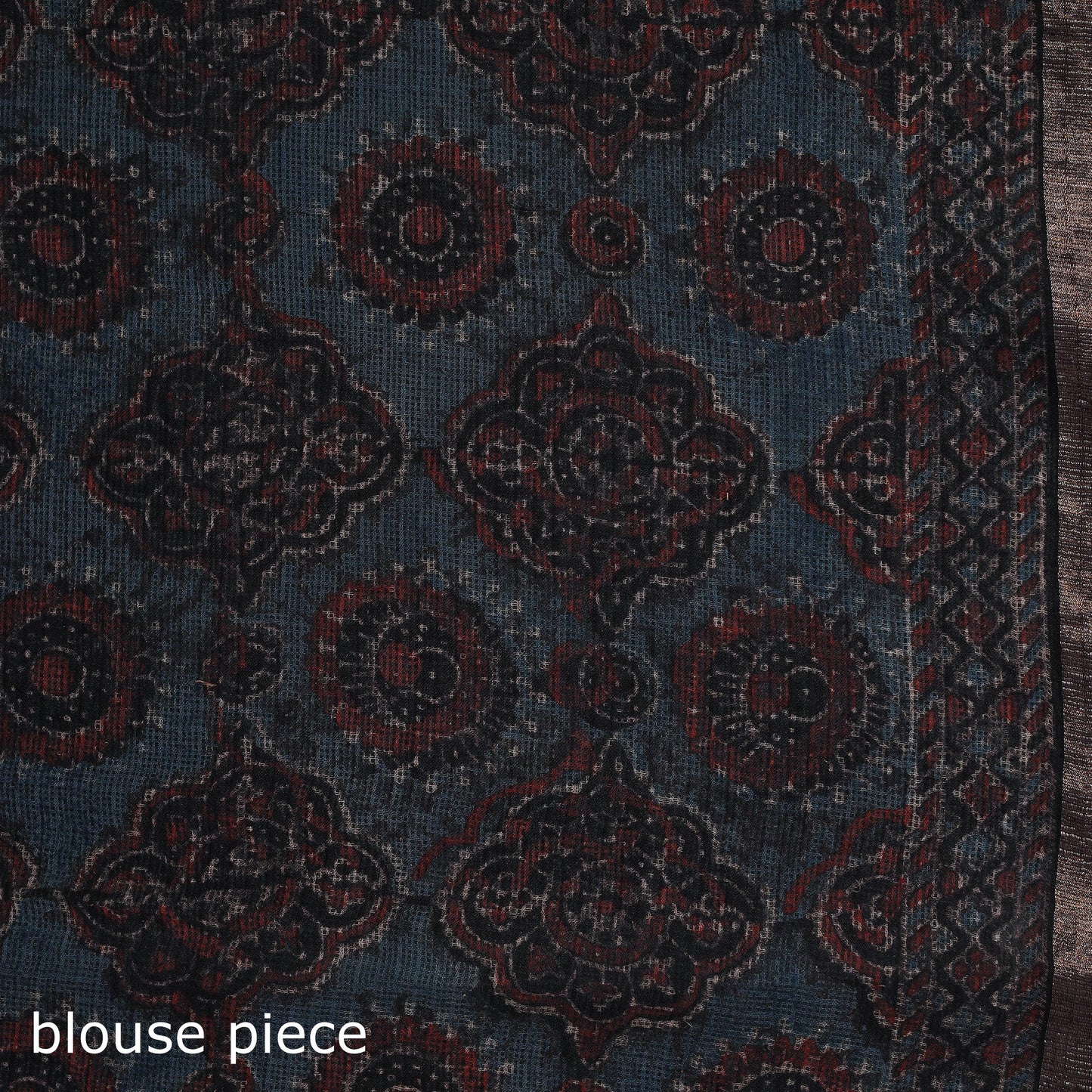 Hand block print natural dyed kota doria cotton ajrakh