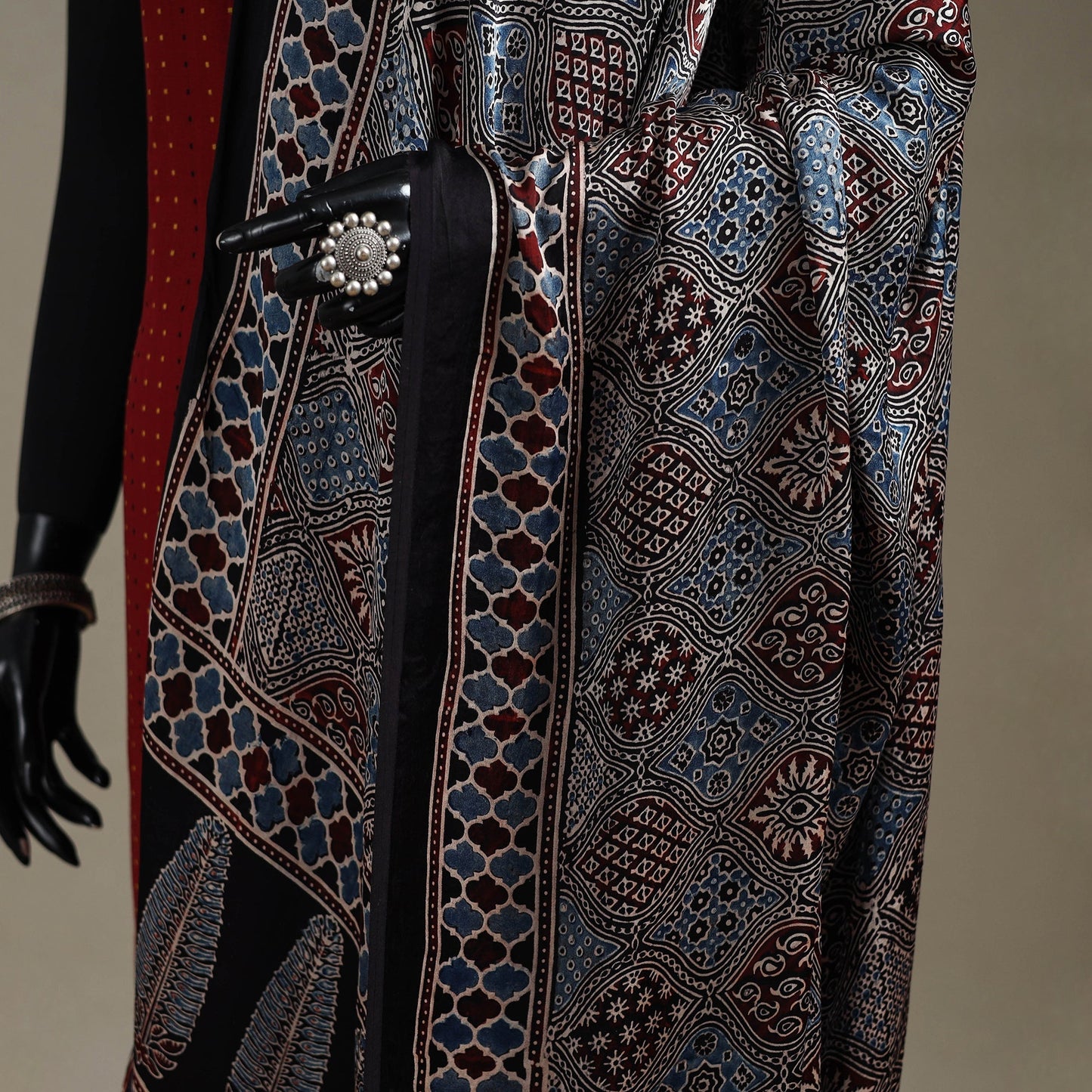 Hand natural dyed modal silk dupatta with tassels 19