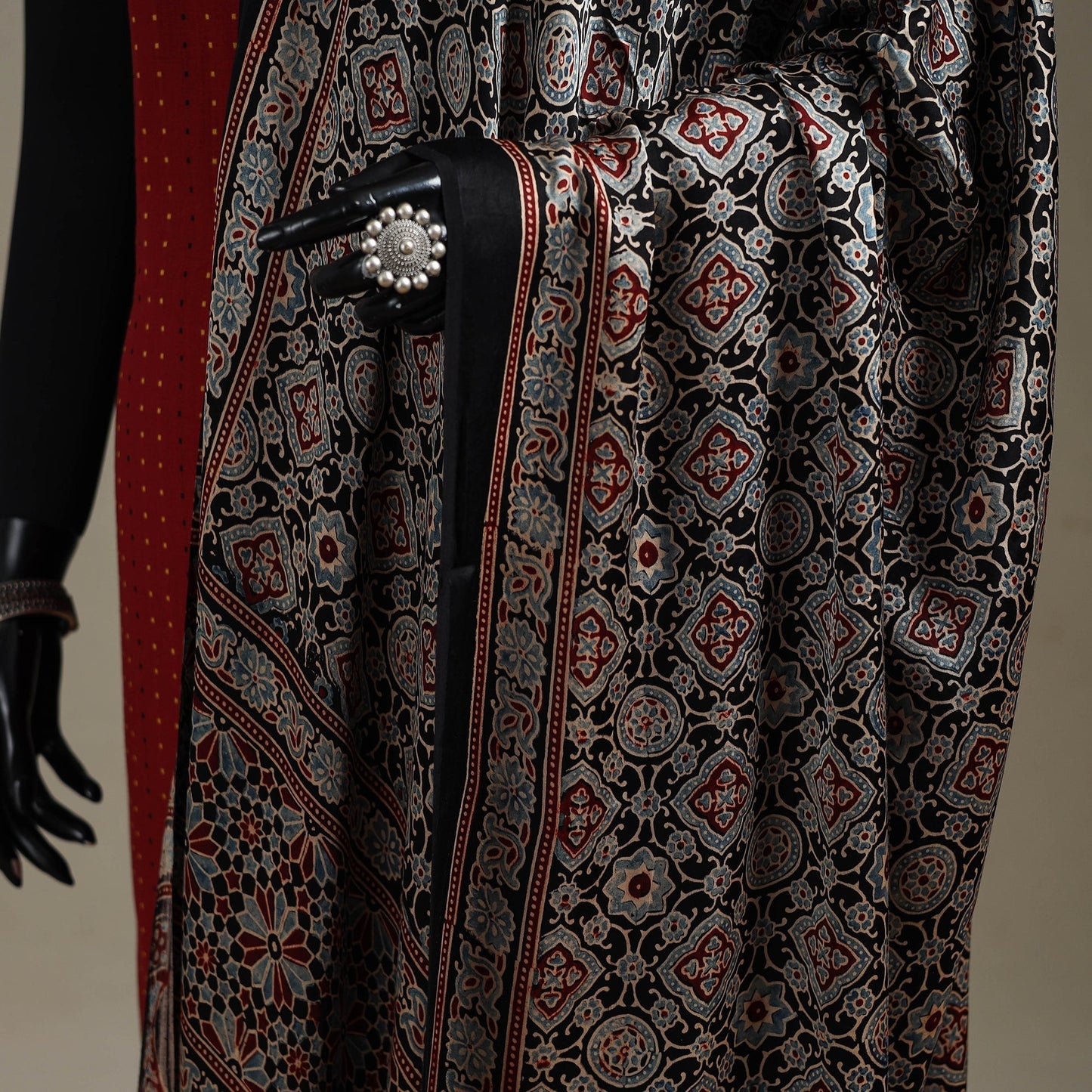 Hand natural dyed modal silk dupatta with tassels 18
