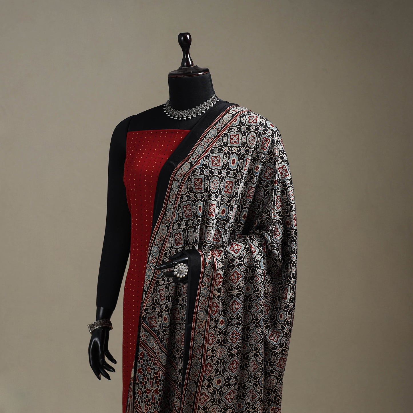 Hand natural dyed modal silk dupatta with tassels 18