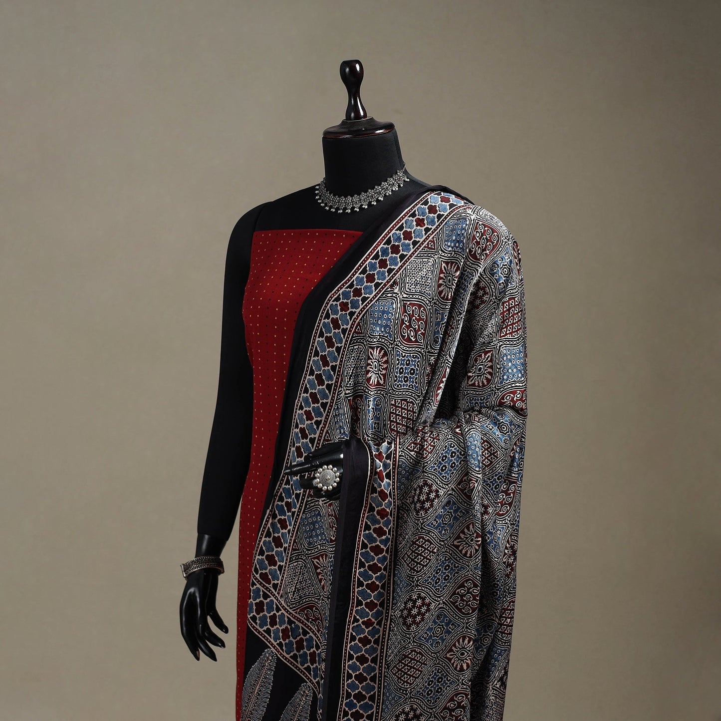 Hand natural dyed modal silk dupatta with tassels 19