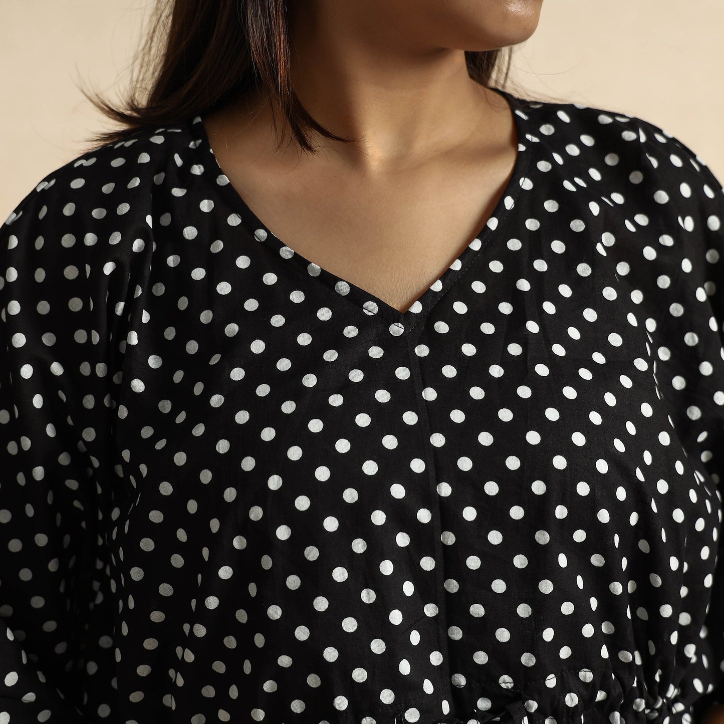 Hand Block Printed Cotton Kaftan & Pyjama Night Suit Set