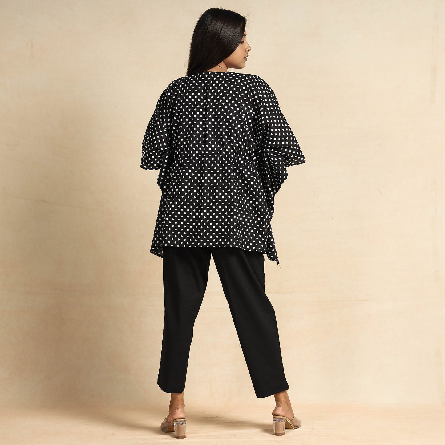 Hand Block Printed Cotton Kaftan & Pyjama Night Suit Set