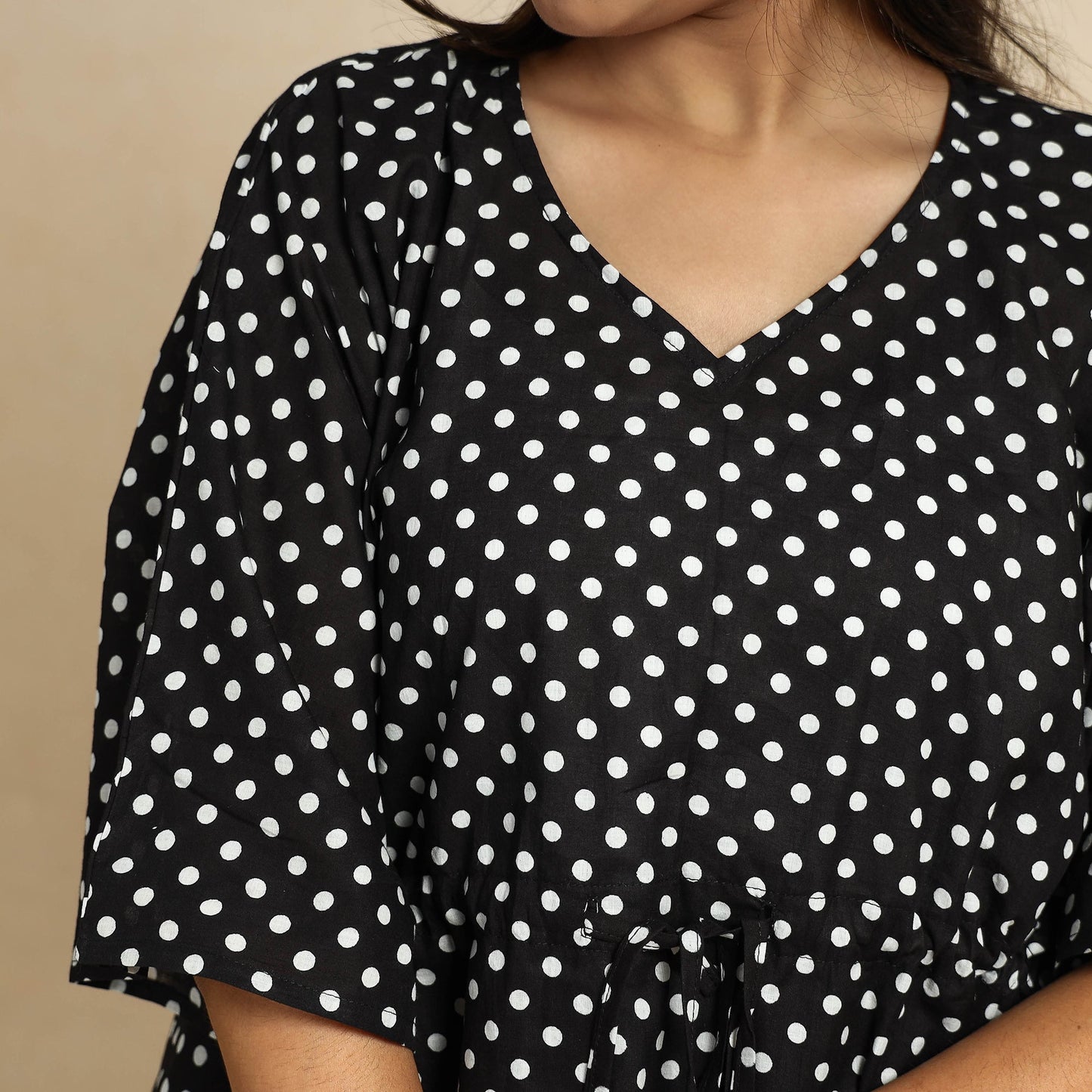 Hand Block Printed Cotton Kaftan & Pyjama Night Suit Set