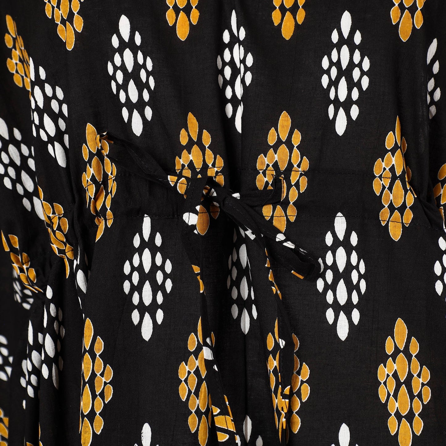 Hand Block Printed Cotton Kaftan with Tie-Up Waist