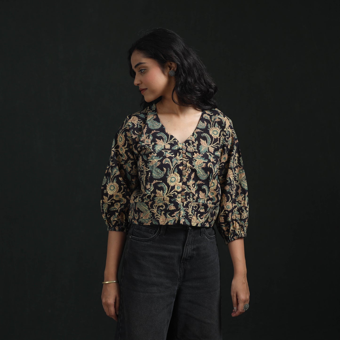 Hand block sanganeri print cotton floral crop top 10